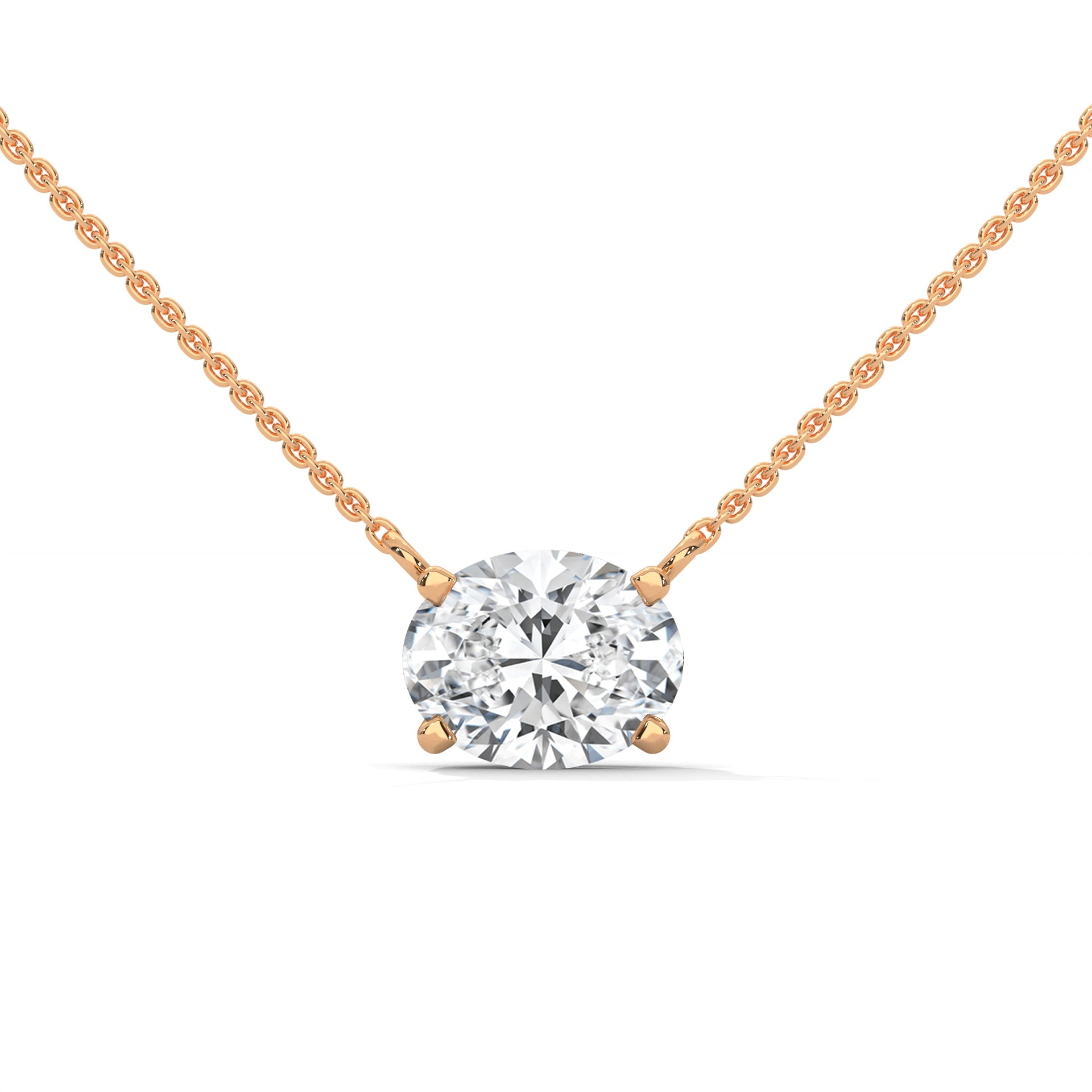 Oval-Cut Diamond Pendant Necklace 2.00ct E-VS1 | 14K Gold | 16”&18” Chain