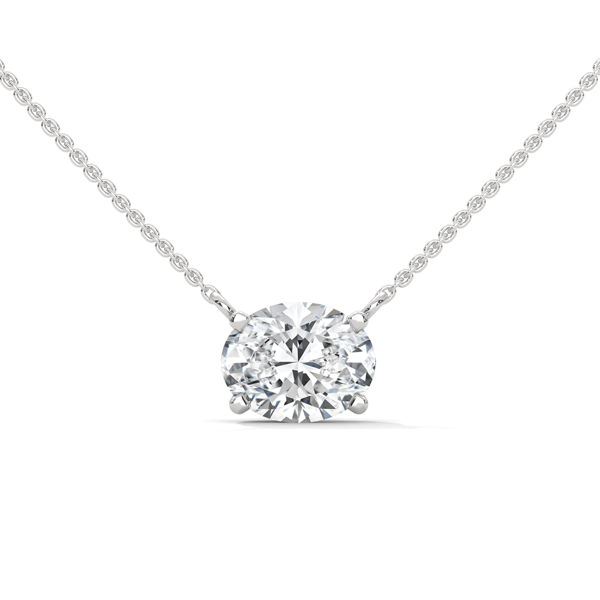 Oval-Cut Diamond Pendant Necklace 2.00ct E-VS1 | 14K Gold | 16”&18” Chain