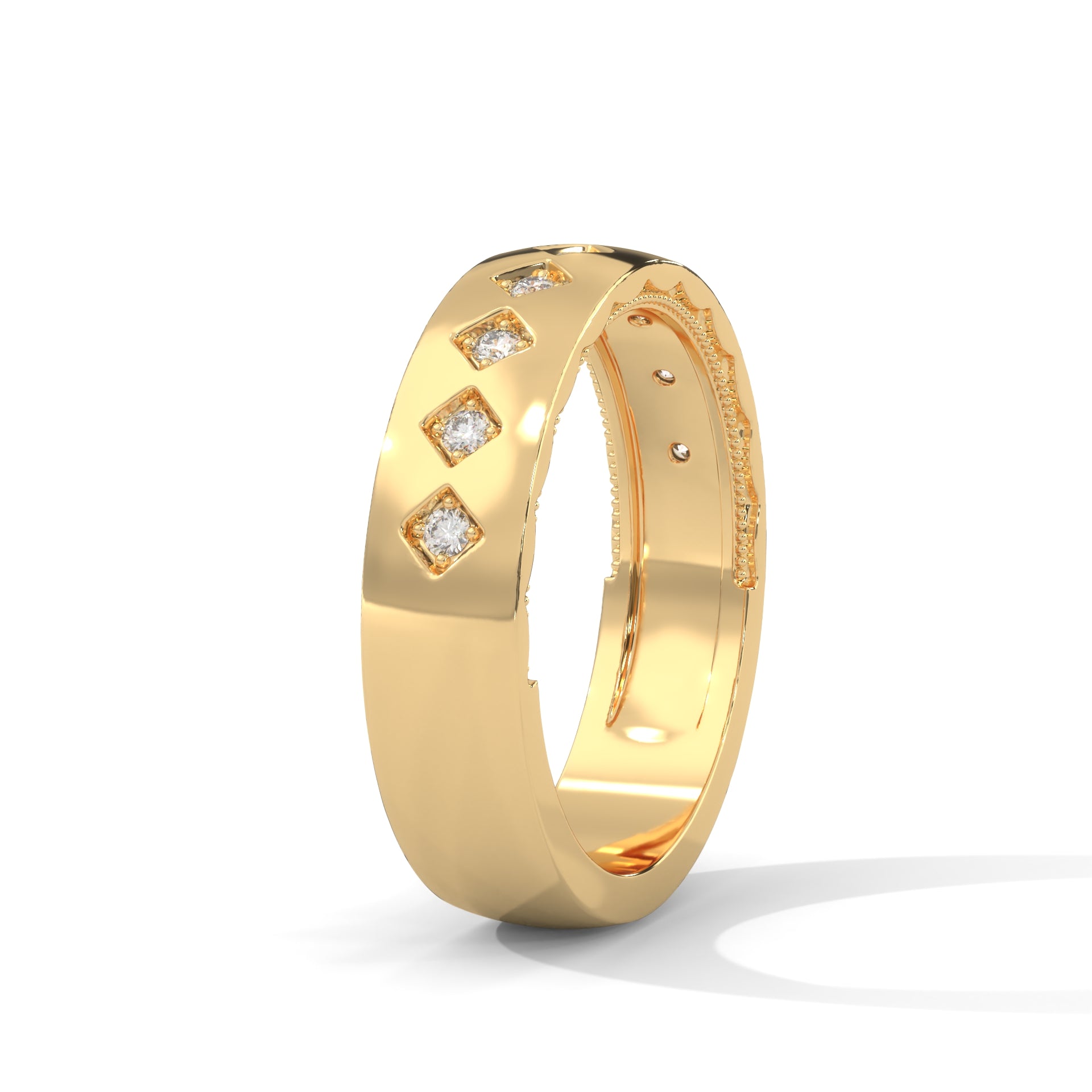 The Geometric Grace 0.11 CTW Round-Cut Diamond Ladies' Ring | 14K/18K Gold