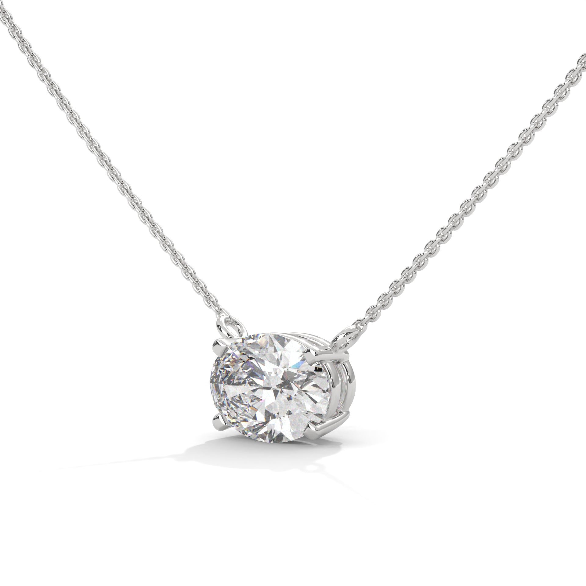 Oval-Cut Diamond Pendant Necklace 2.00ct E-VS1 | 14K Gold | 16”&18” Chain