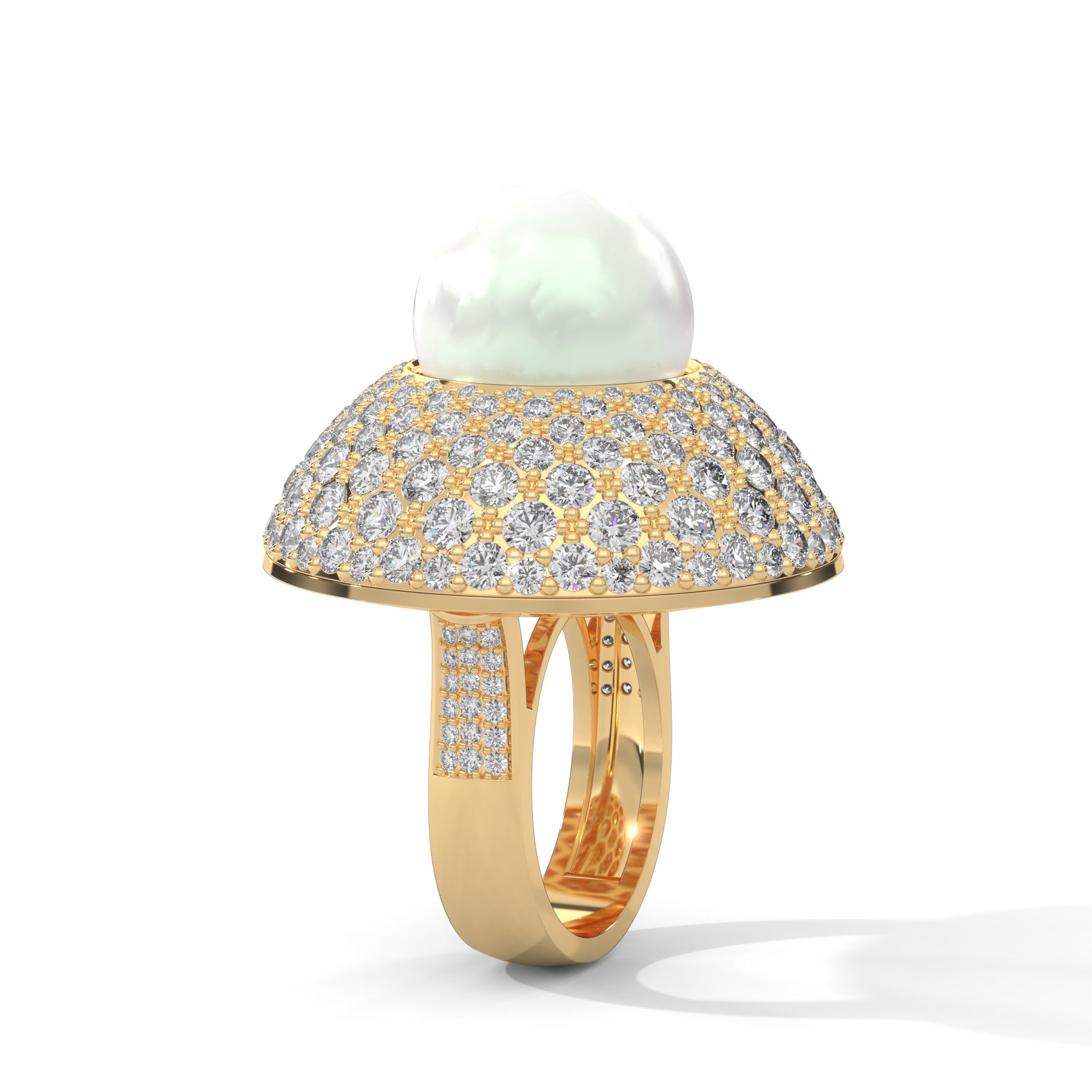Celestia 5.88 CTW Lab-Grown Diamond & Pearl Halo Ring | 14K & 18K Gold