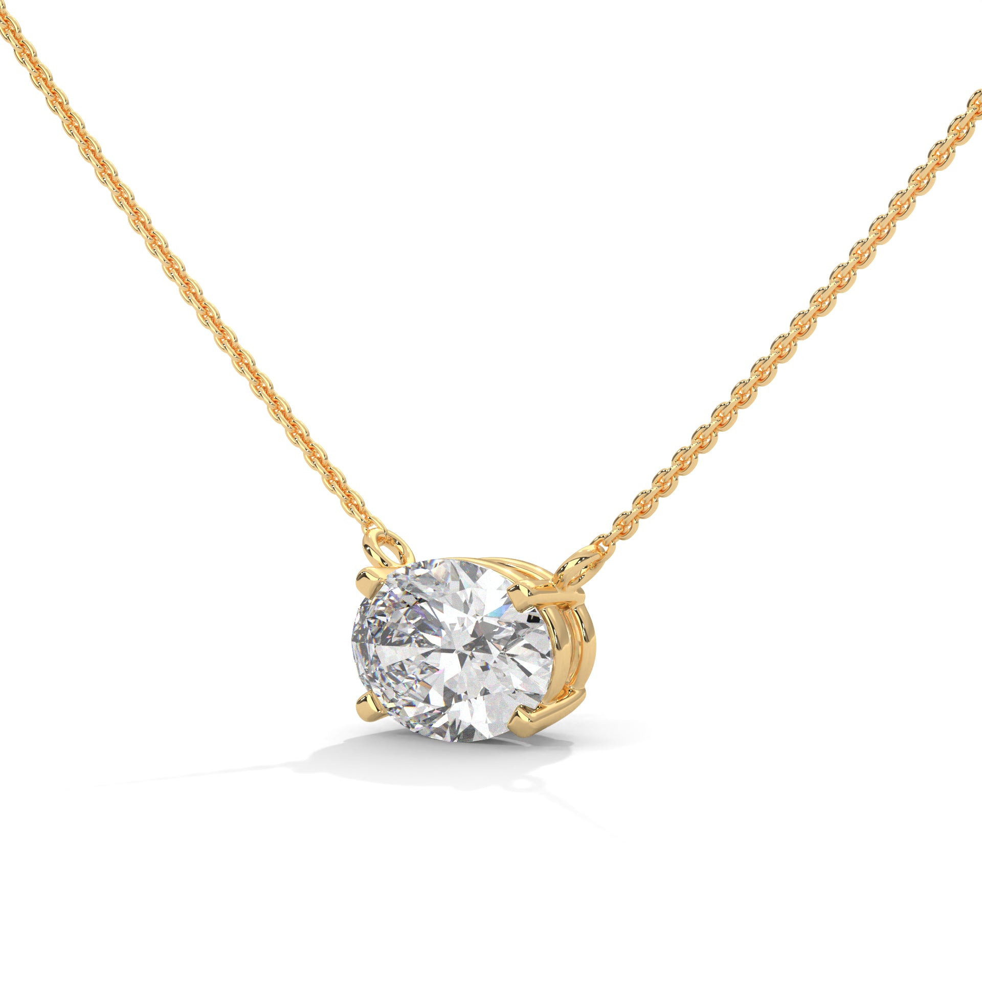 Oval-Cut Diamond Pendant Necklace 2.00ct E-VS1 | 14K Gold | 16”&18” Chain