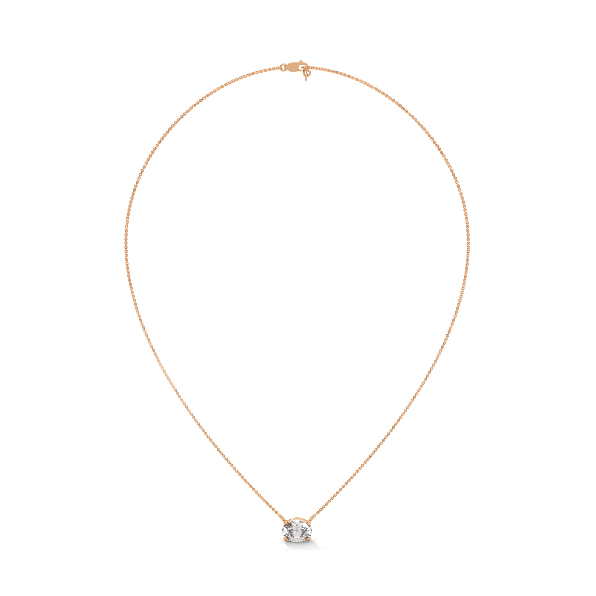 Oval-Cut Diamond Pendant Necklace 2.00ct E-VS1 | 14K Gold | 16”&18” Chain