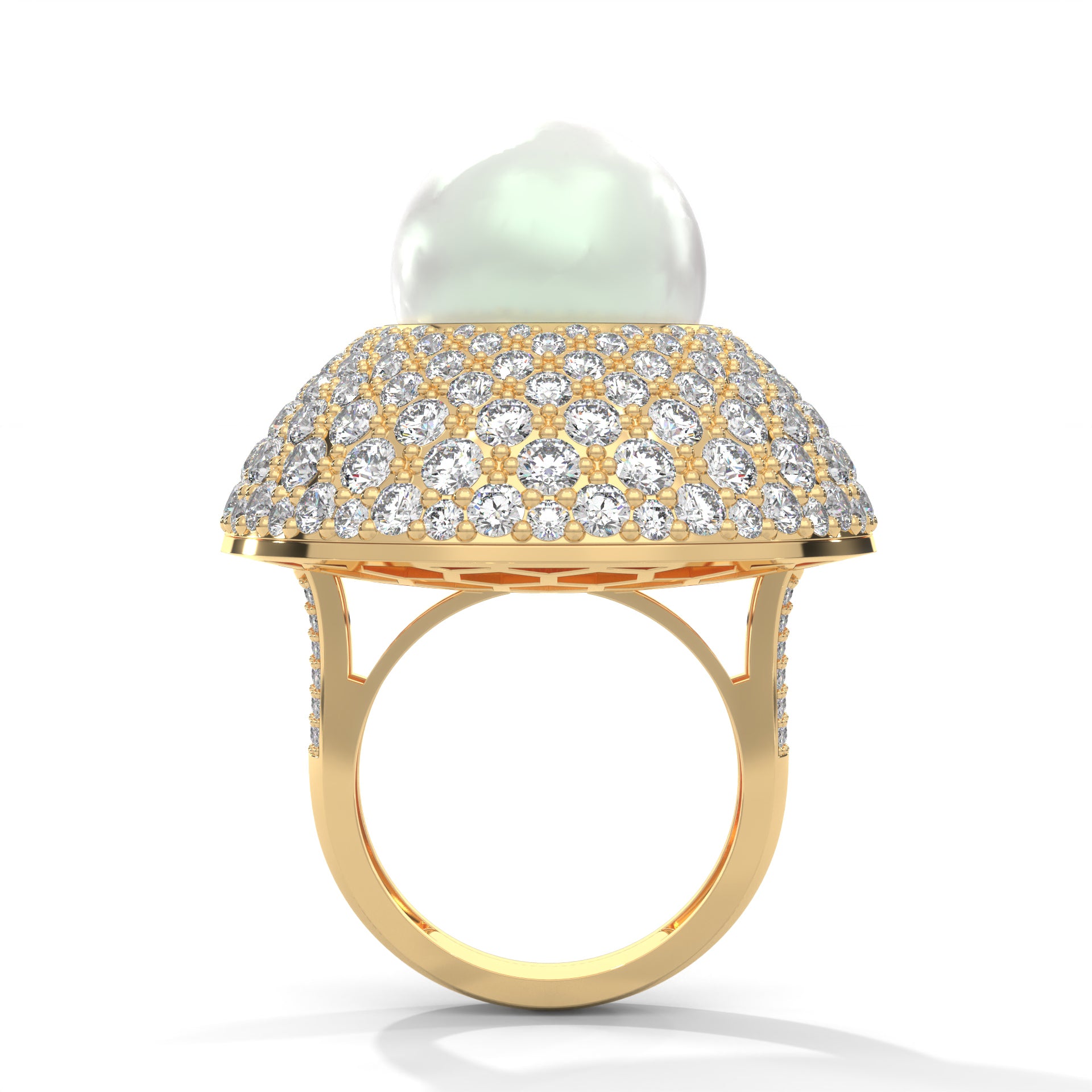 Celestia 5.88 CTW Lab-Grown Diamond & Pearl Halo Ring | 14K & 18K Gold
