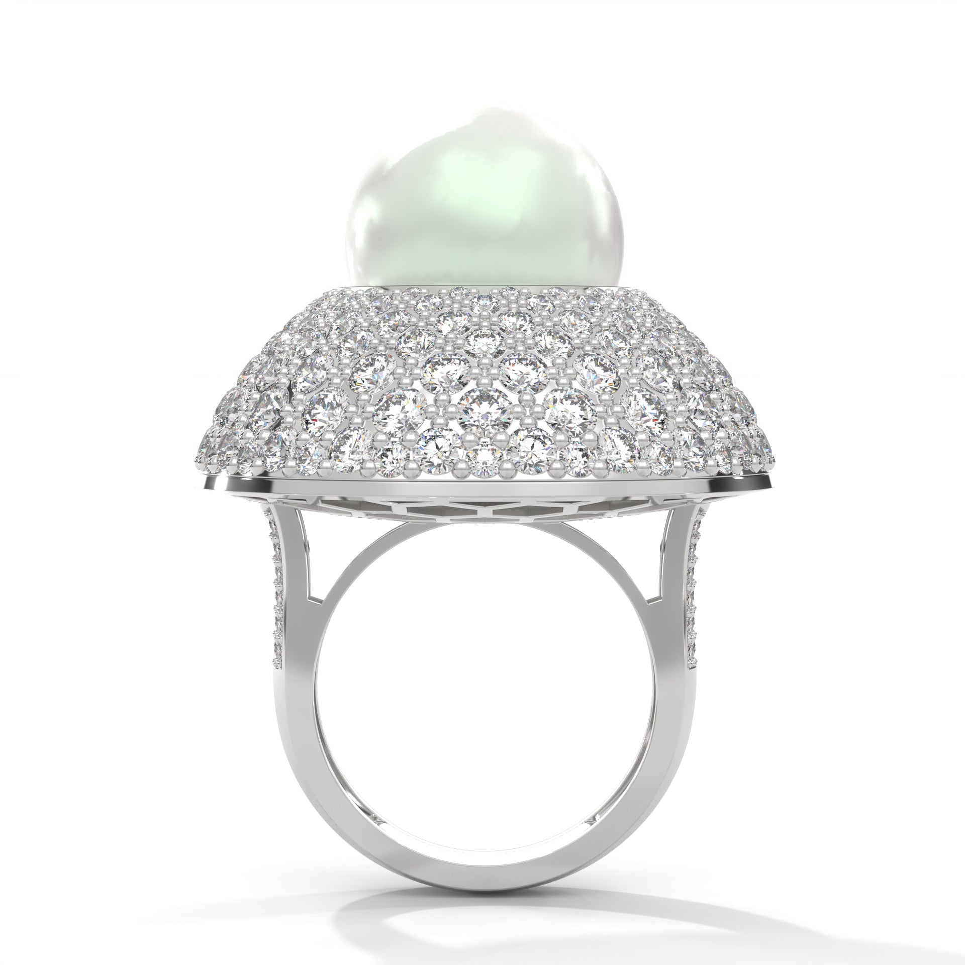 Celestia 5.88 CTW Lab-Grown Diamond & Pearl Halo Ring | 14K & 18K Gold