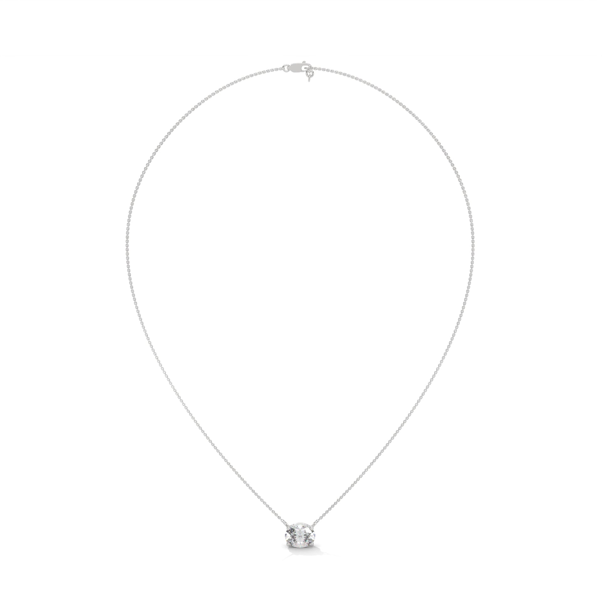 Oval-Cut Diamond Pendant Necklace 2.00ct E-VS1 | 14K Gold | 16”&18” Chain