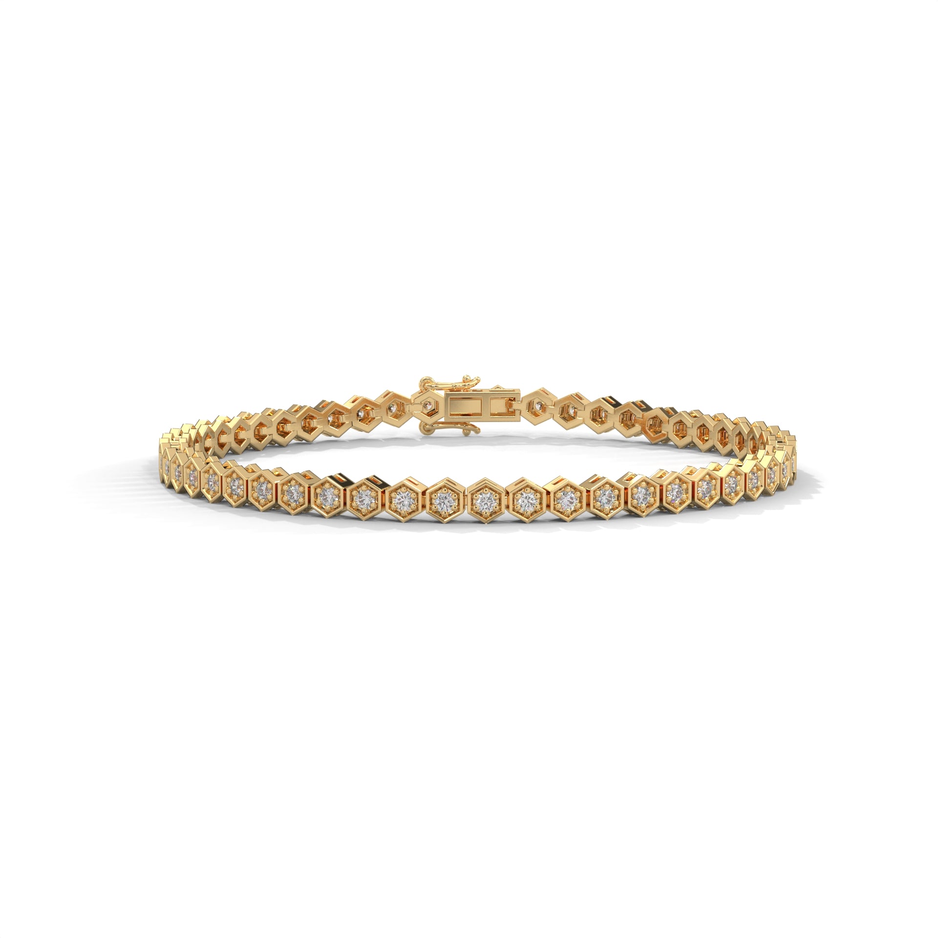 HexaGlow Lab-Grown Diamond Gold Tennis Bracelet | 1.28 CTW