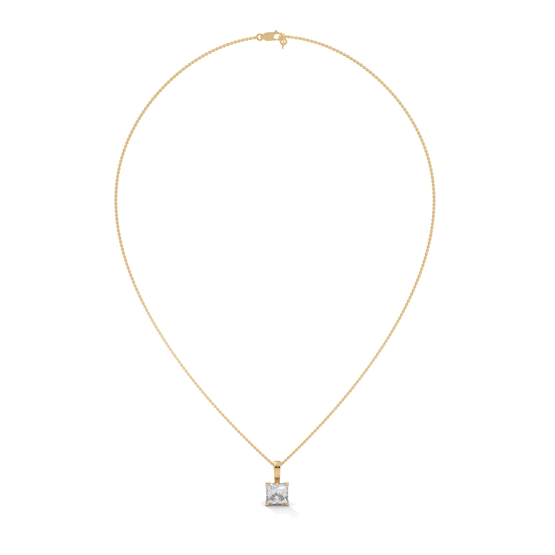 Princess-Cut Diamond Pendant Necklace 2.00ct E-VS1 | 14K Gold | 16” & 18” Chain