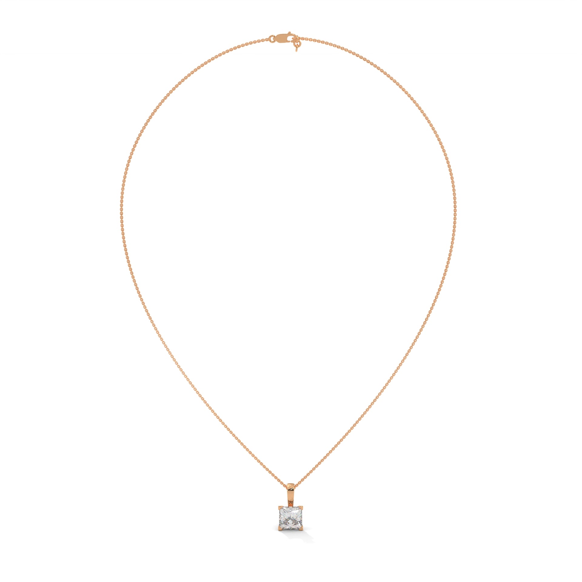 Princess-Cut Diamond Pendant Necklace 2.00ct E-VS1 | 14K Gold | 16” & 18” Chain