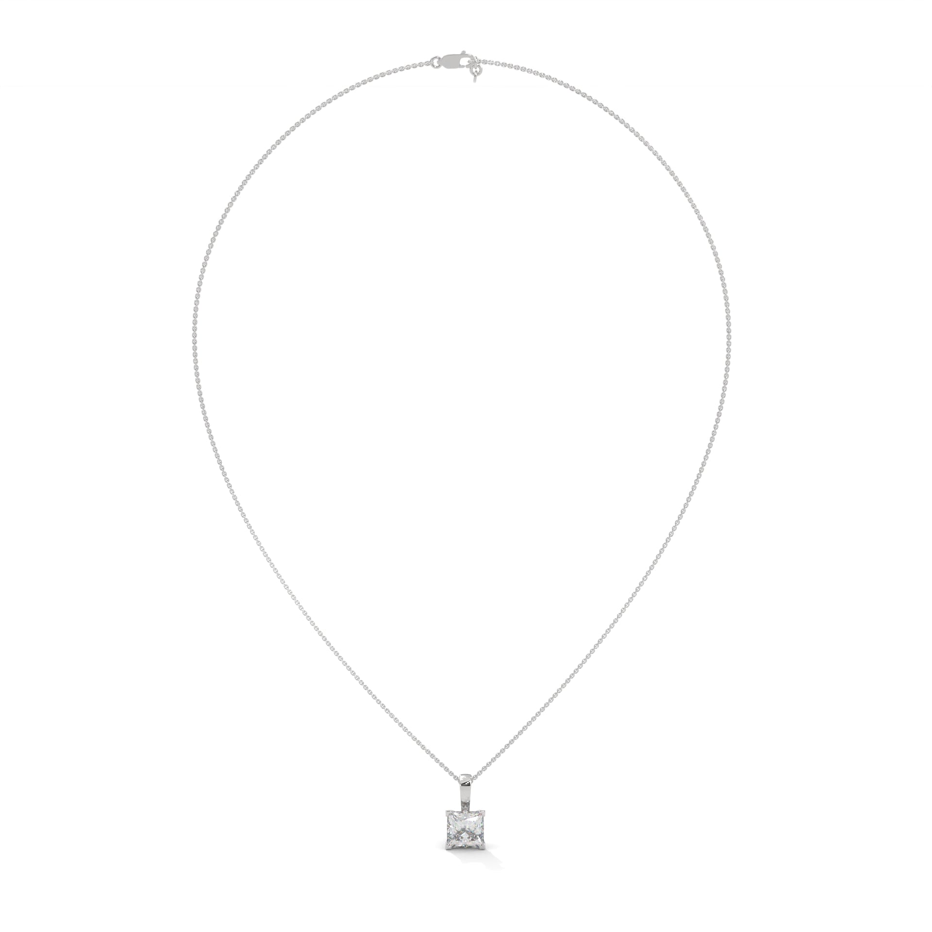 Princess-Cut Diamond Pendant Necklace 2.00ct E-VS1 | 14K Gold | 16” & 18” Chain