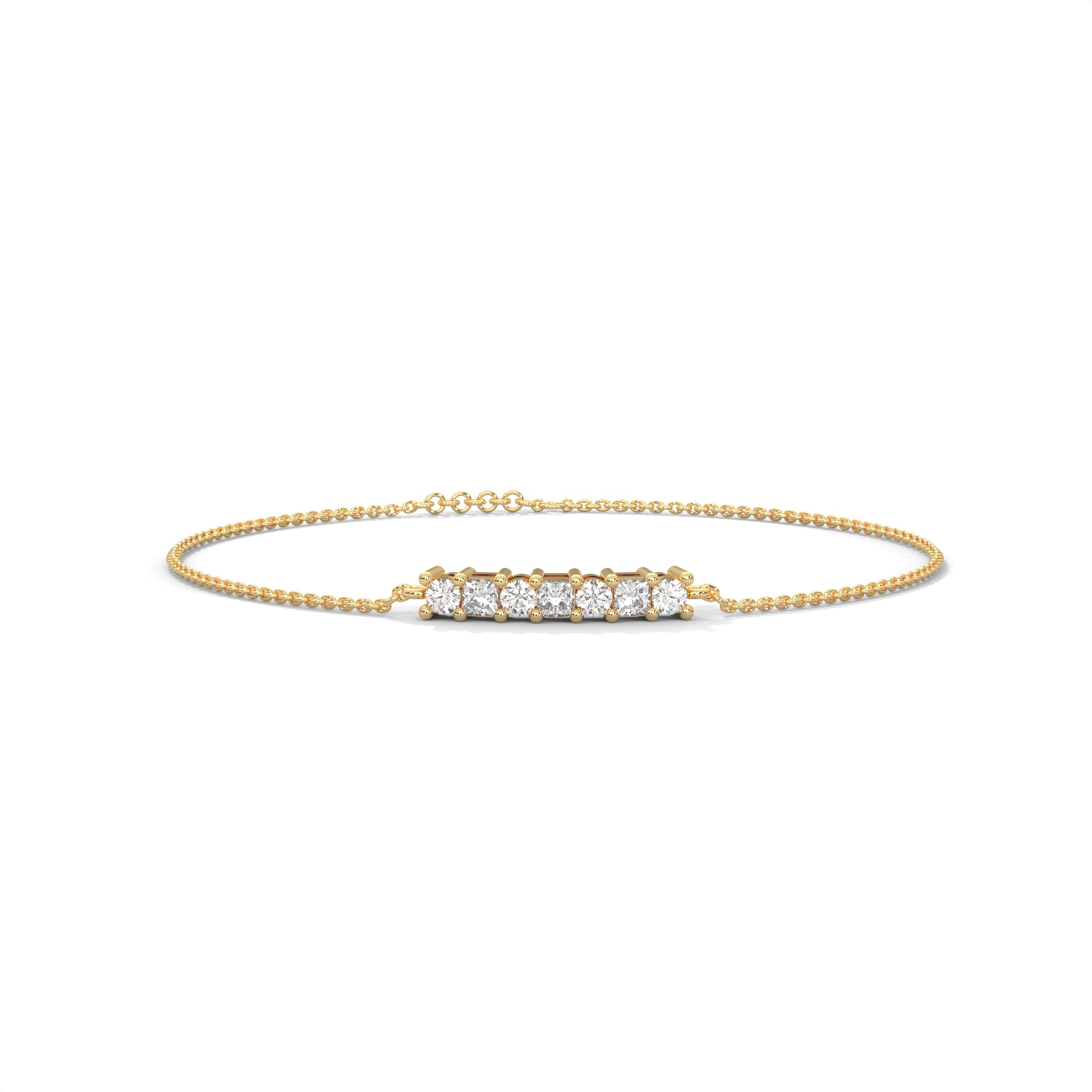 EternaGlow Princess-Cut Lab-Grown Diamond Gold Chain Bracelet | 0.28 CTW