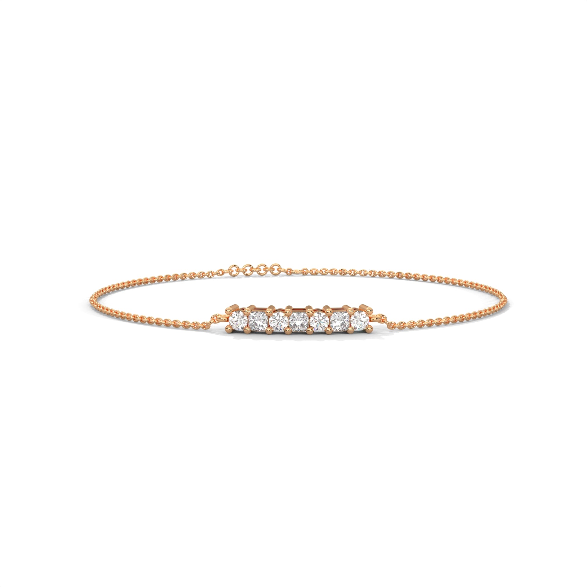 EternaGlow Princess-Cut Lab-Grown Diamond Gold Chain Bracelet | 0.28 CTW