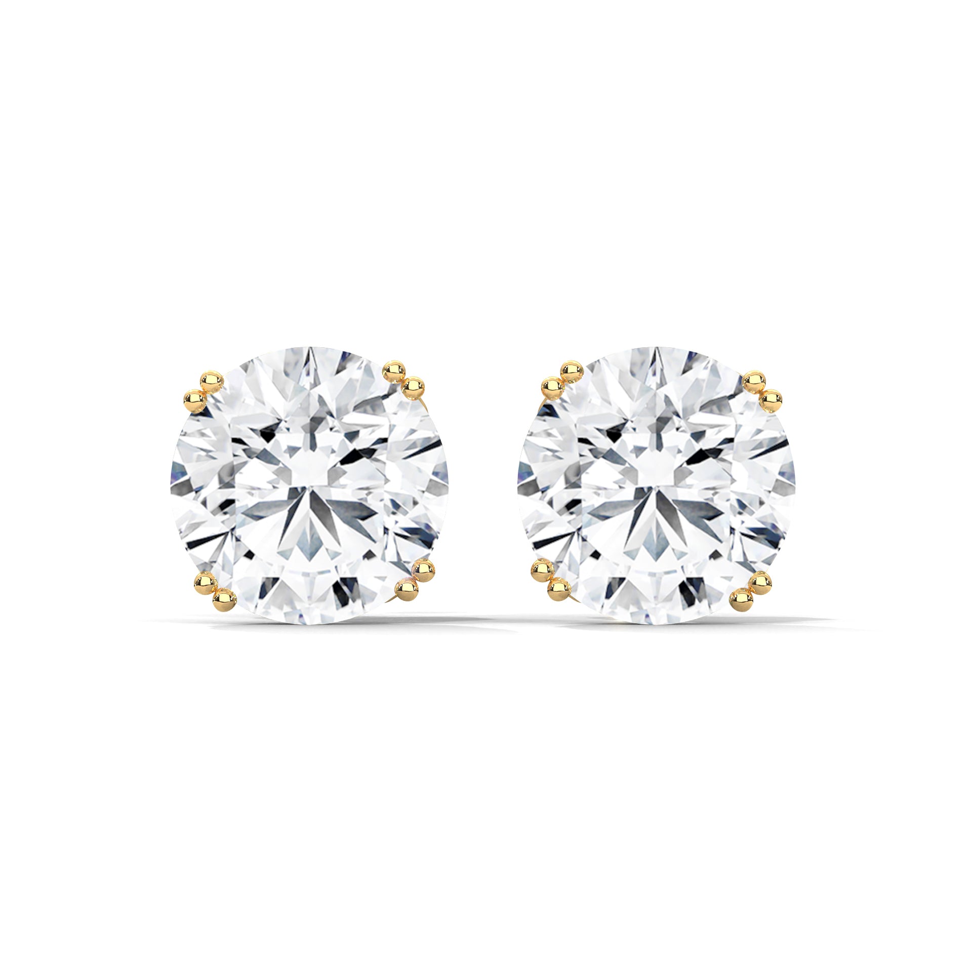 Brilliant Round Cut Diamond Stud Earrings | 14K Gold| 2-6ctw