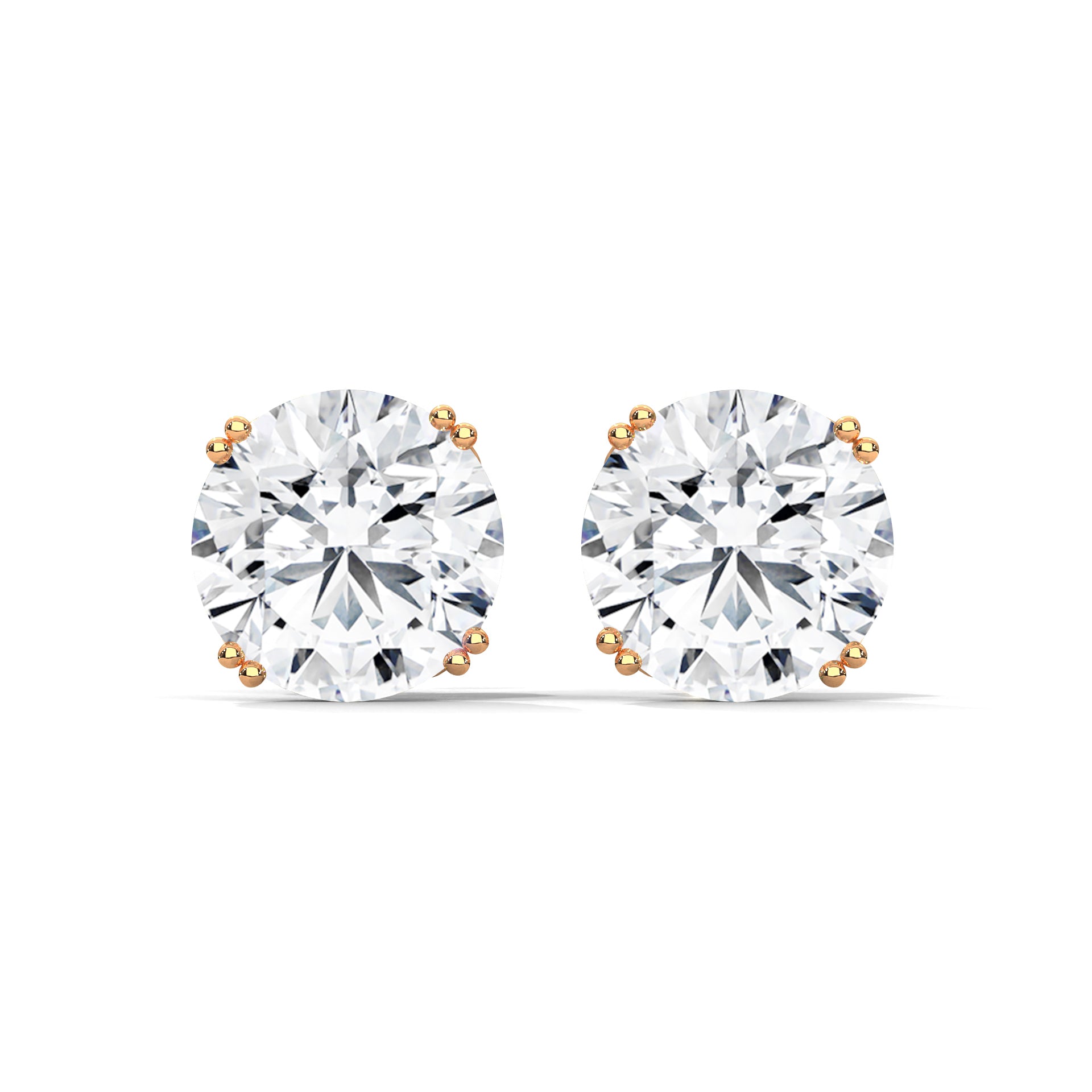 Brilliant Round Cut Diamond Stud Earrings | 14K Gold| 2-6ctw