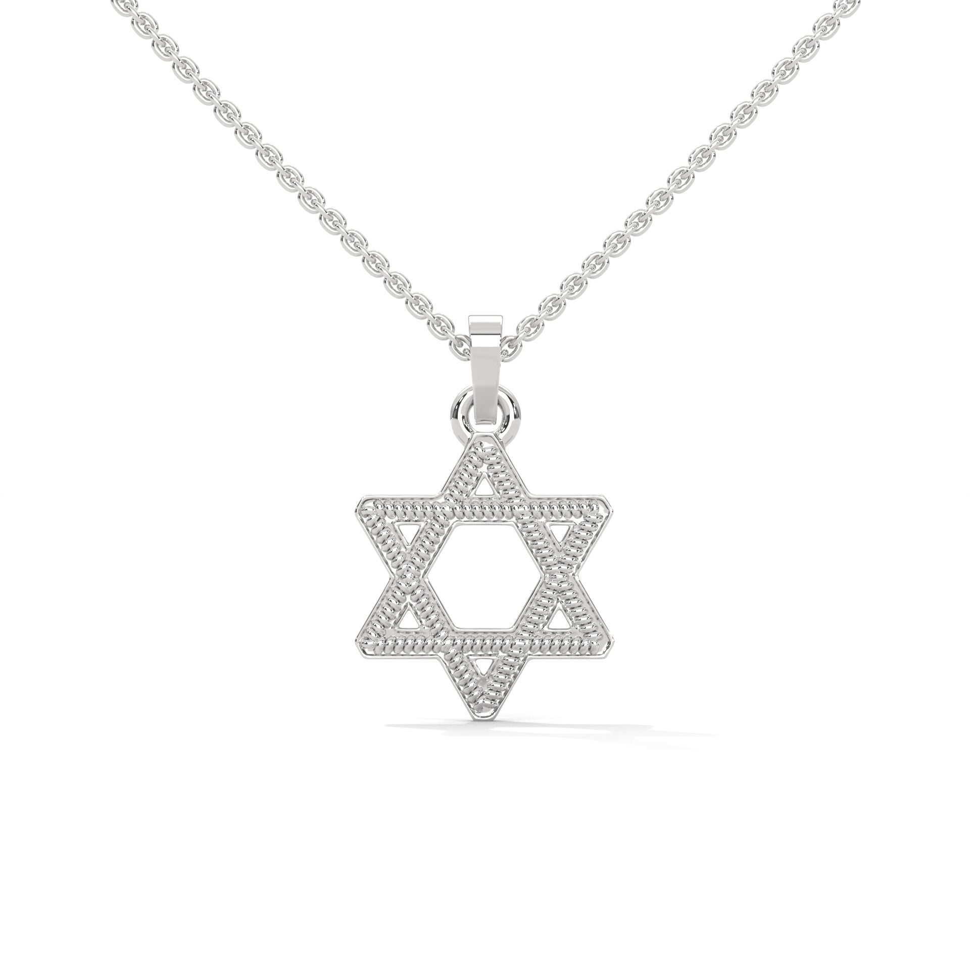 Divine Radiance: 14K Gold Star of David Pendant with Milgrain Detailing