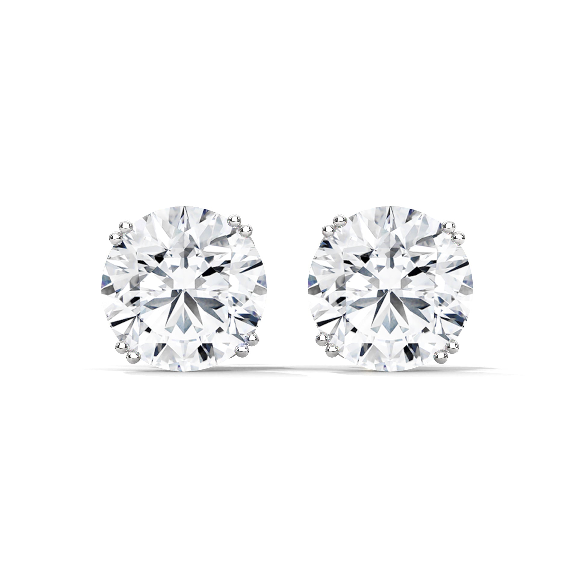 Brilliant Round Cut Diamond Stud Earrings | 14K Gold| 2-6ctw