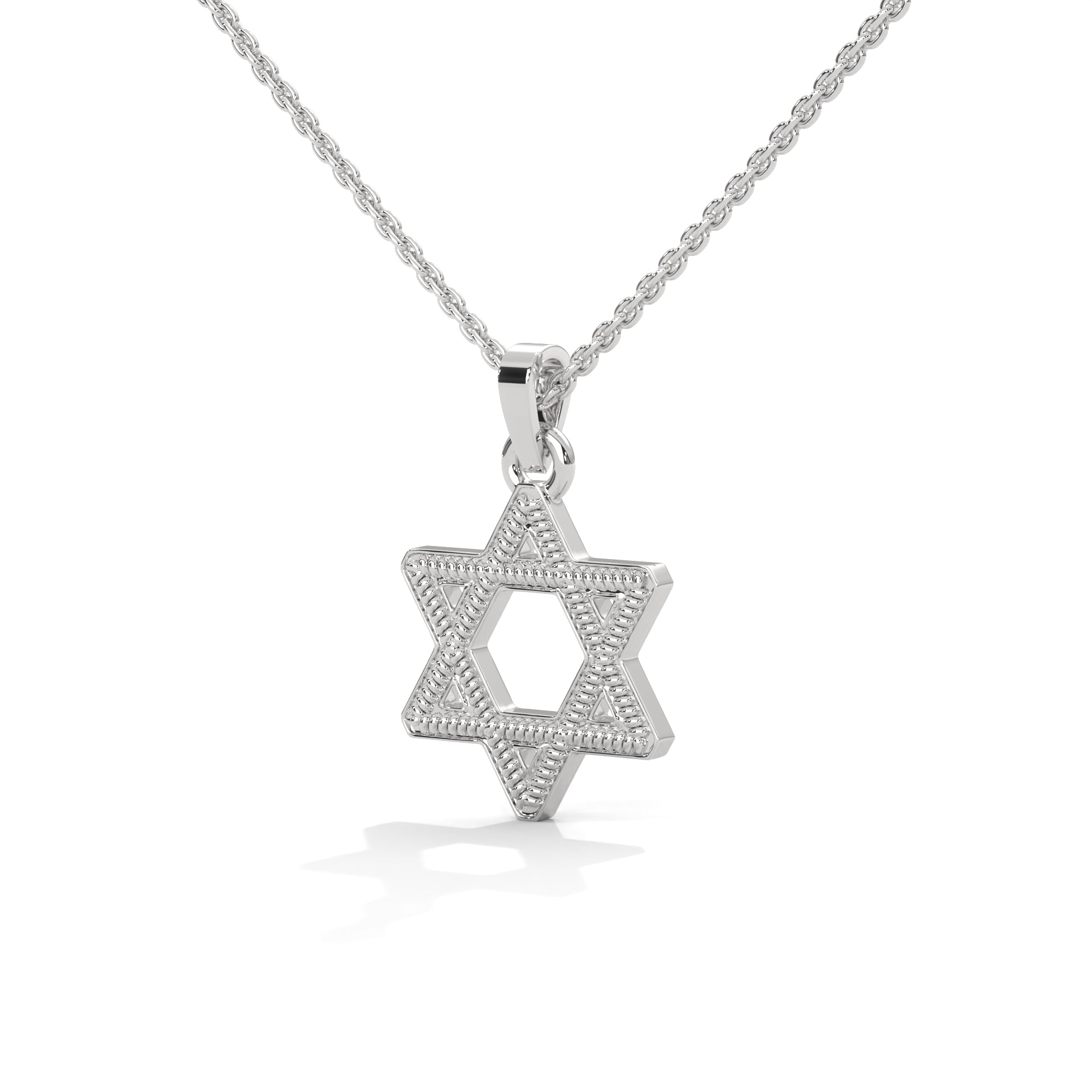 Divine Radiance: 14K Gold Star of David Pendant with Milgrain Detailing