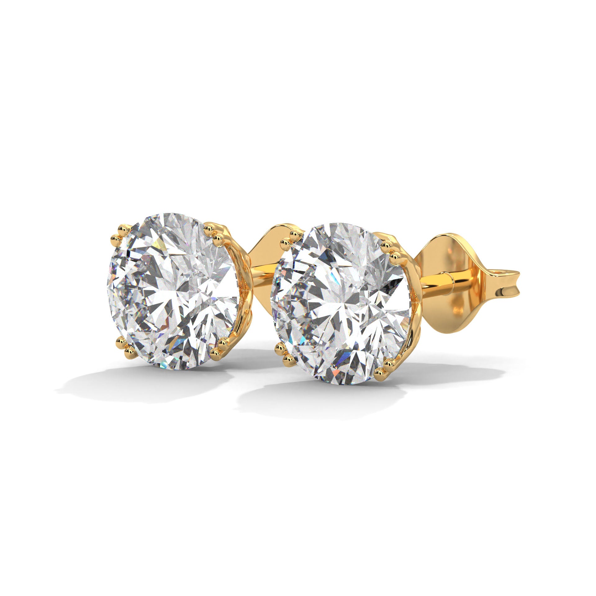Brilliant Round Cut Diamond Stud Earrings | 14K Gold| 2-6ctw