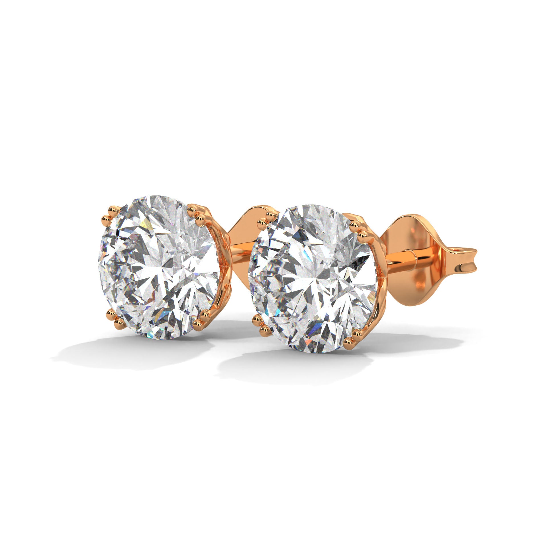 Brilliant Round Cut Diamond Stud Earrings | 14K Gold| 2-6ctw
