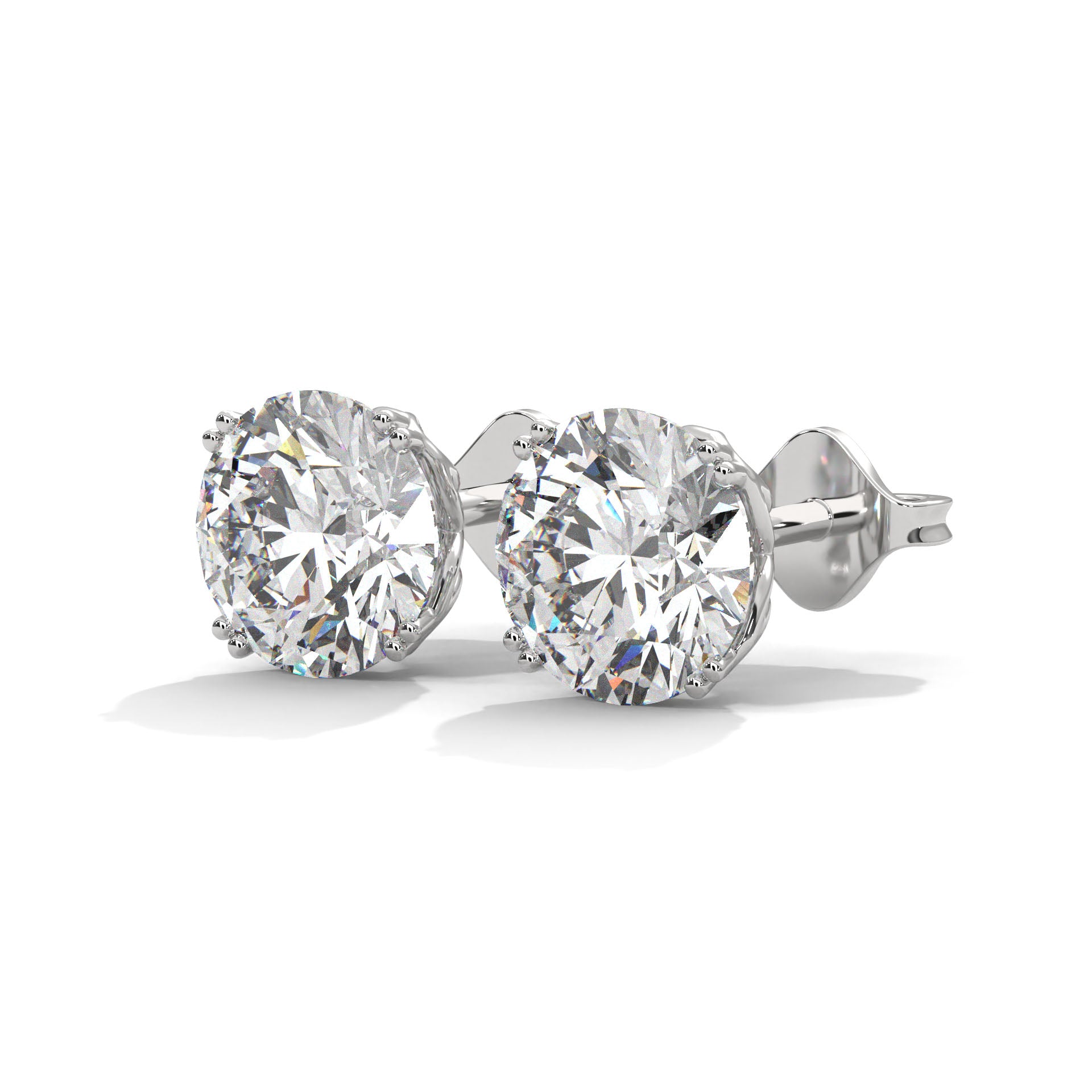 Brilliant Round Cut Diamond Stud Earrings | 14K Gold| 2-6ctw