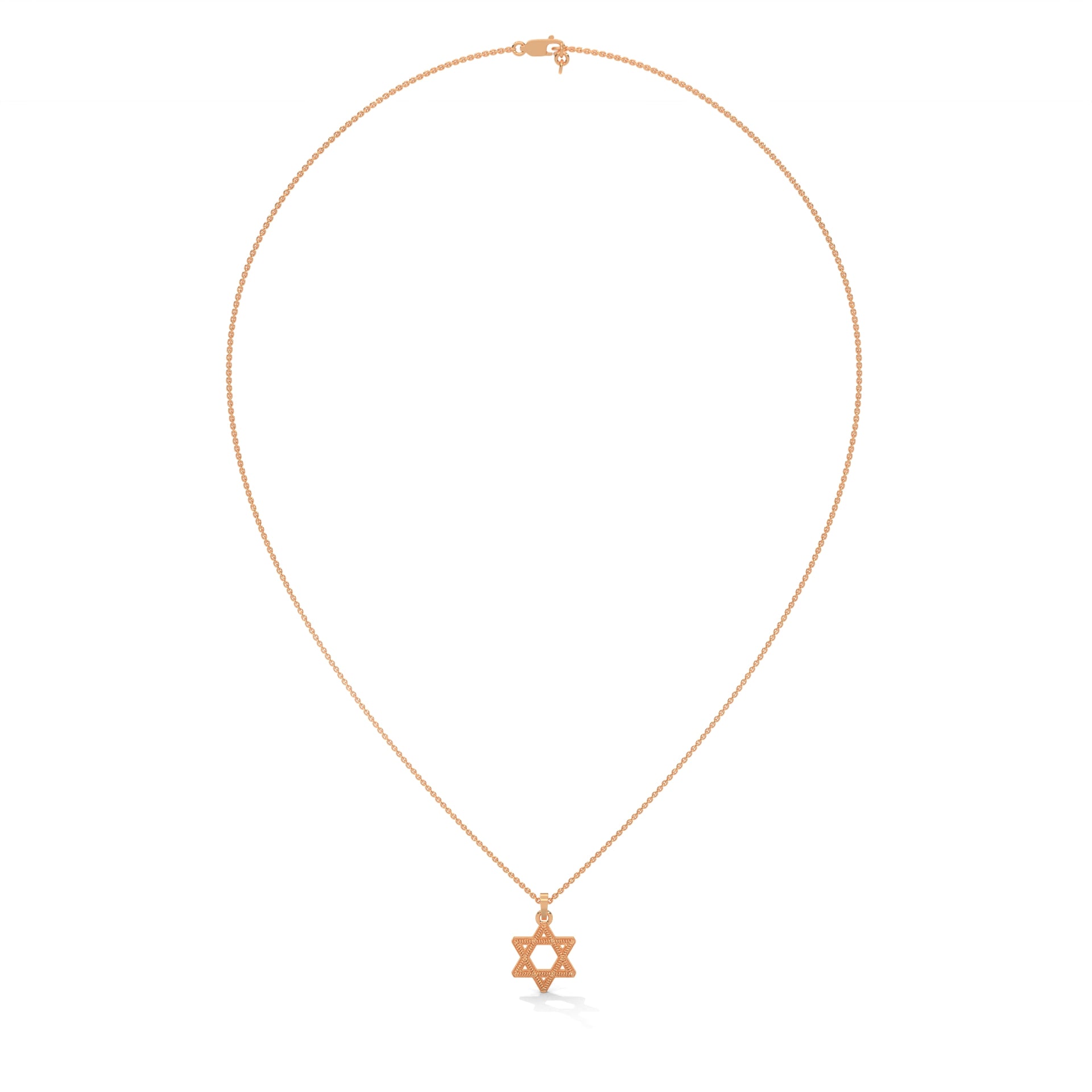 Divine Radiance: 14K Gold Star of David Pendant with Milgrain Detailing
