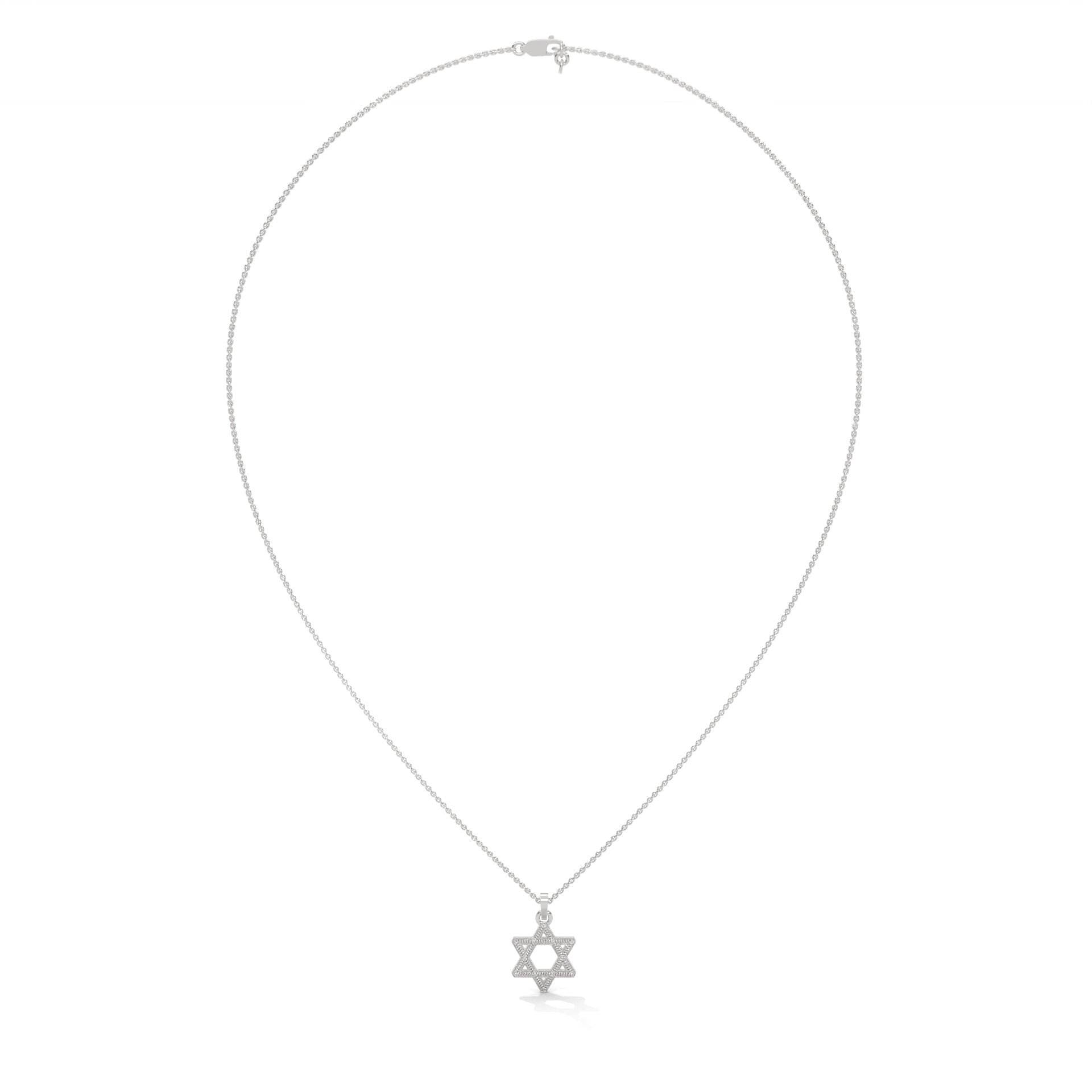 Divine Radiance: 14K Gold Star of David Pendant with Milgrain Detailing