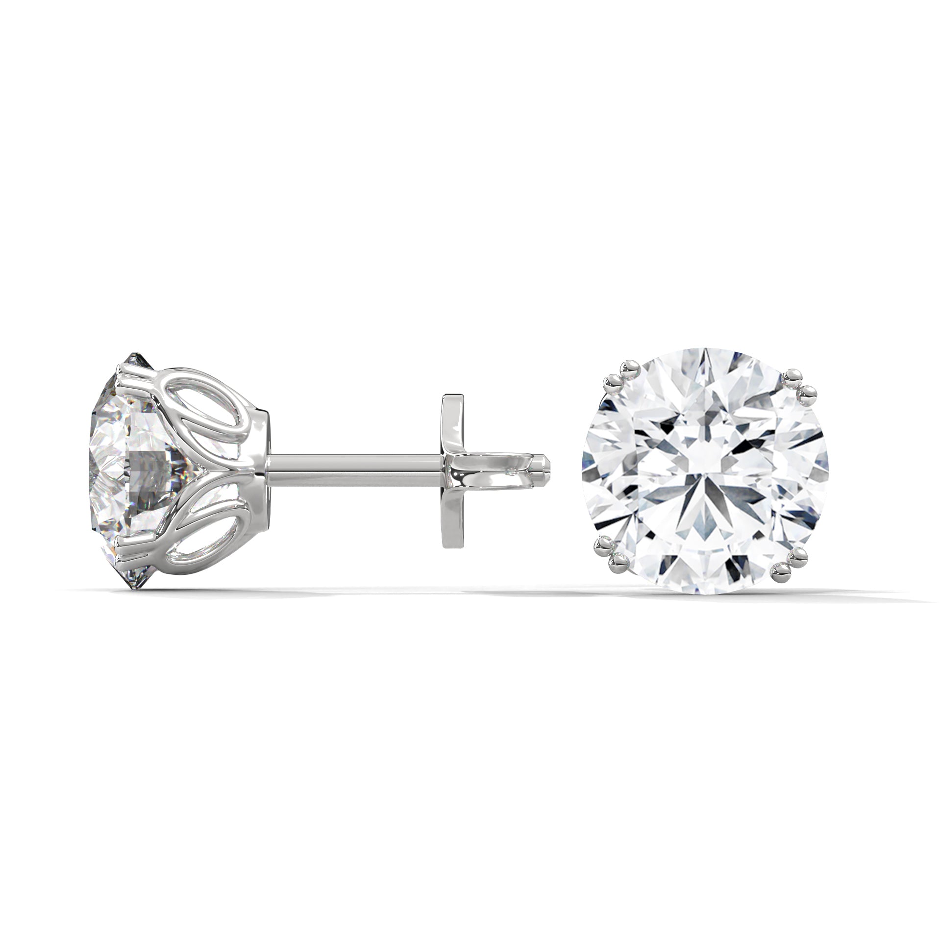 Brilliant Round Cut Diamond Stud Earrings | 14K Gold| 2-6ctw