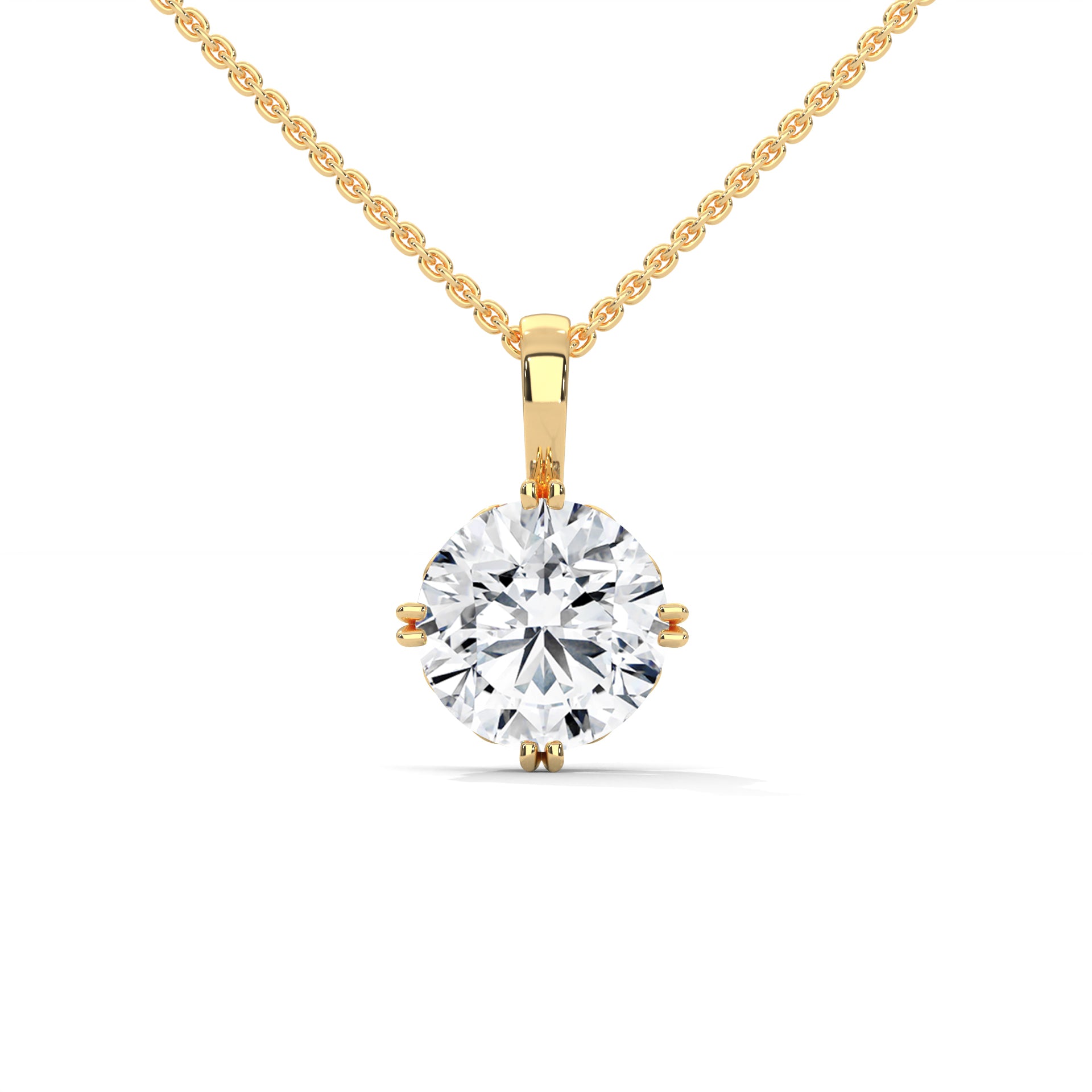 Round-Cut Diamond Pendant Necklace  2.75ct E-VS1 | 14K Gold | 16” & 18” Chain