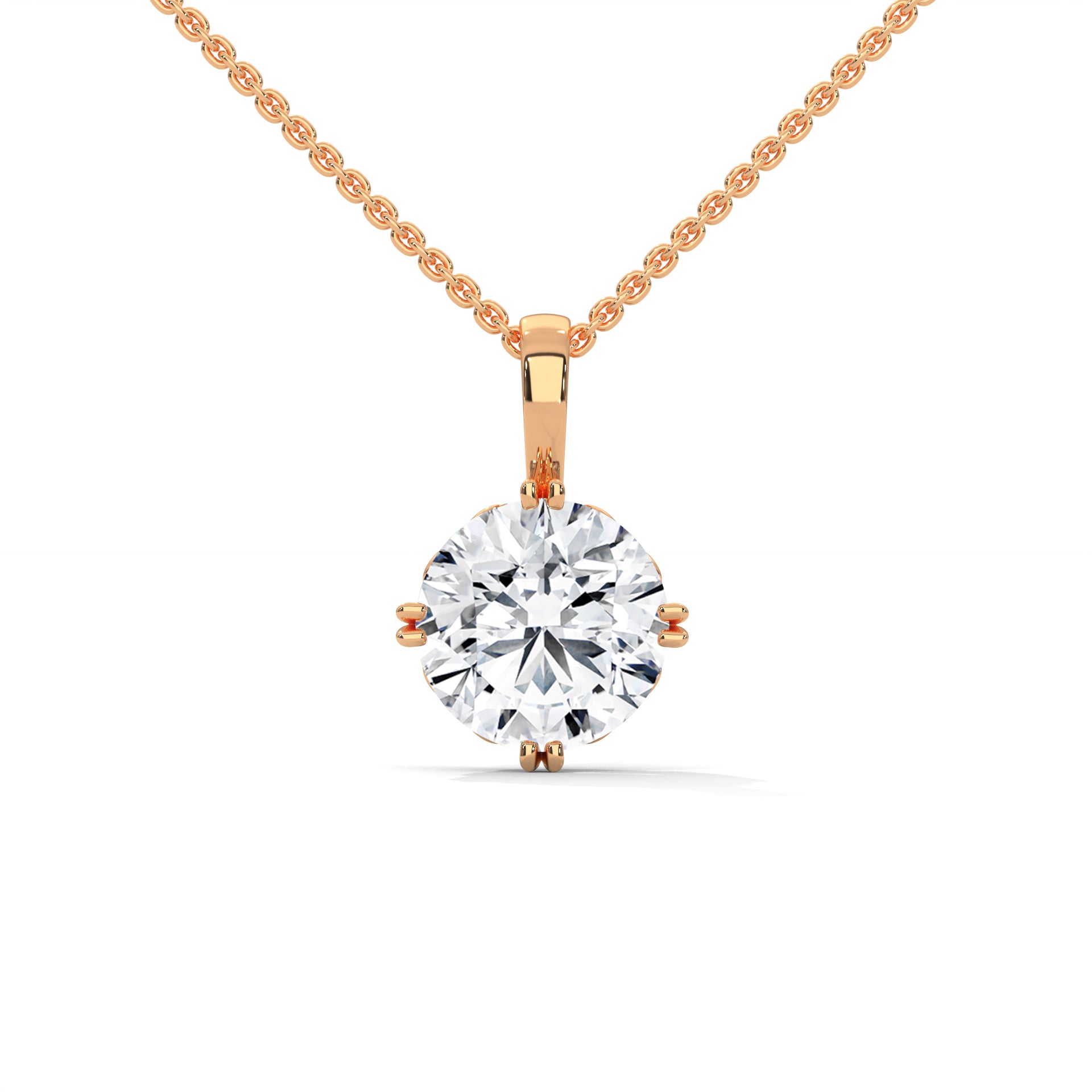 Round-Cut Diamond Pendant Necklace  2.75ct E-VS1 | 14K Gold | 16” & 18” Chain