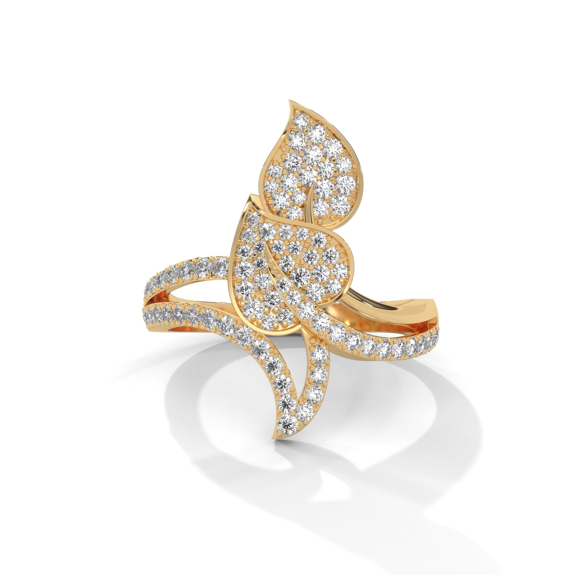 FloraLuxe 0.66 CTW Lab-Grown Diamond Leaf Ring | 14K & 18K Gold
