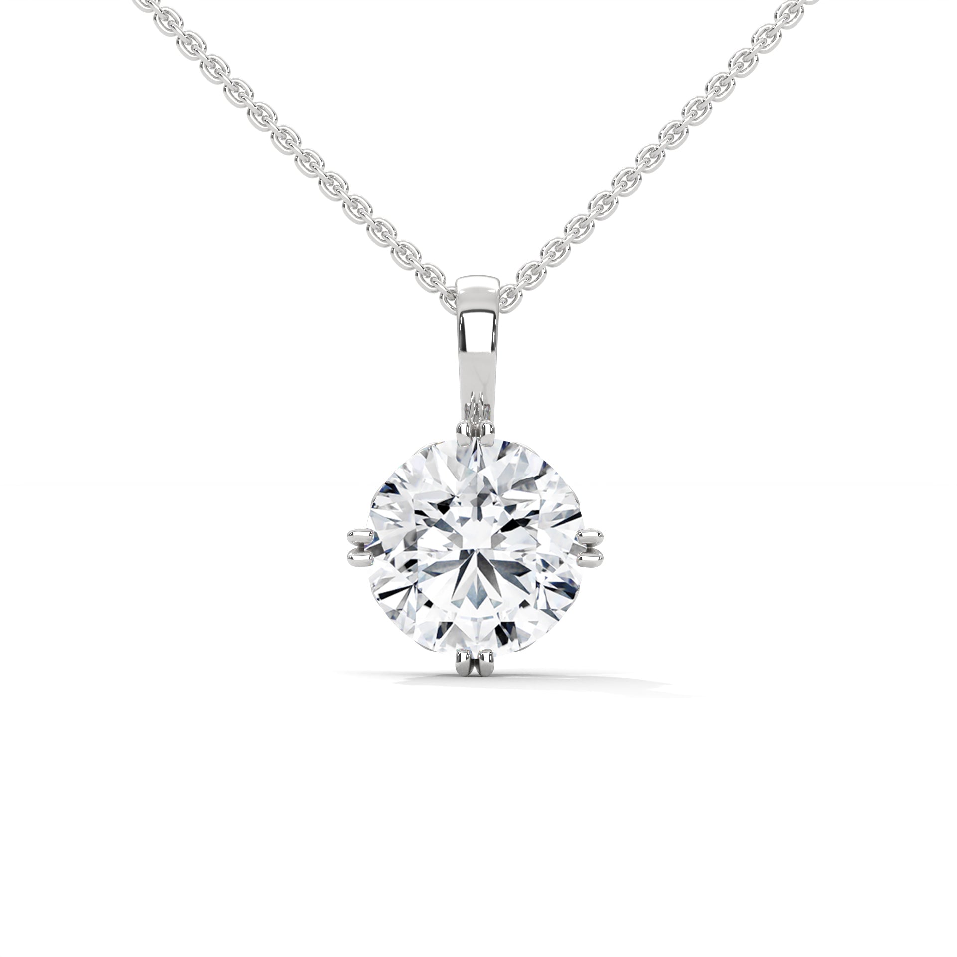 Round-Cut Diamond Pendant Necklace  2.75ct E-VS1 | 14K Gold | 16” & 18” Chain