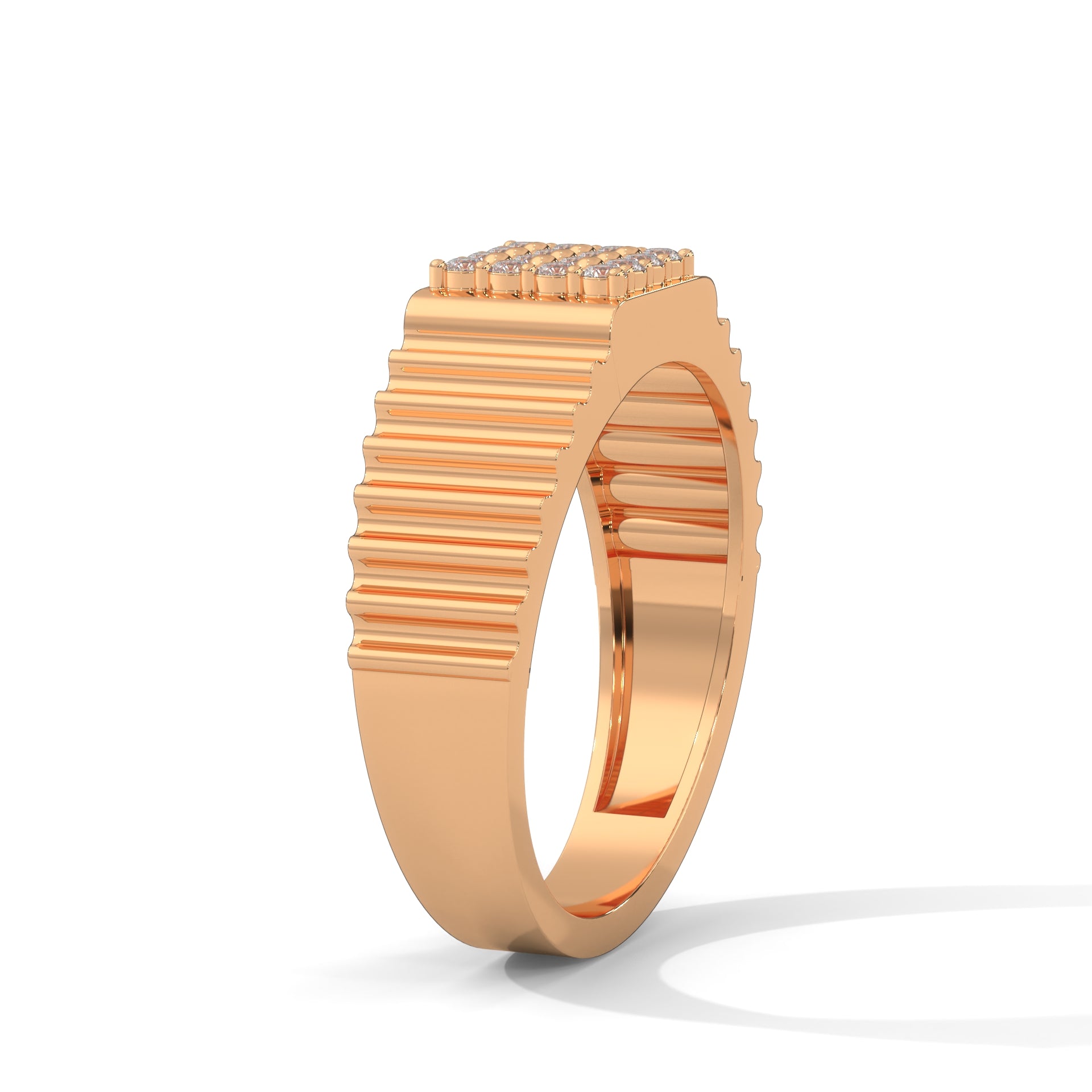 Vanguard 0.22 CTW Round Lab-Grown Diamond Textured Men's Ring