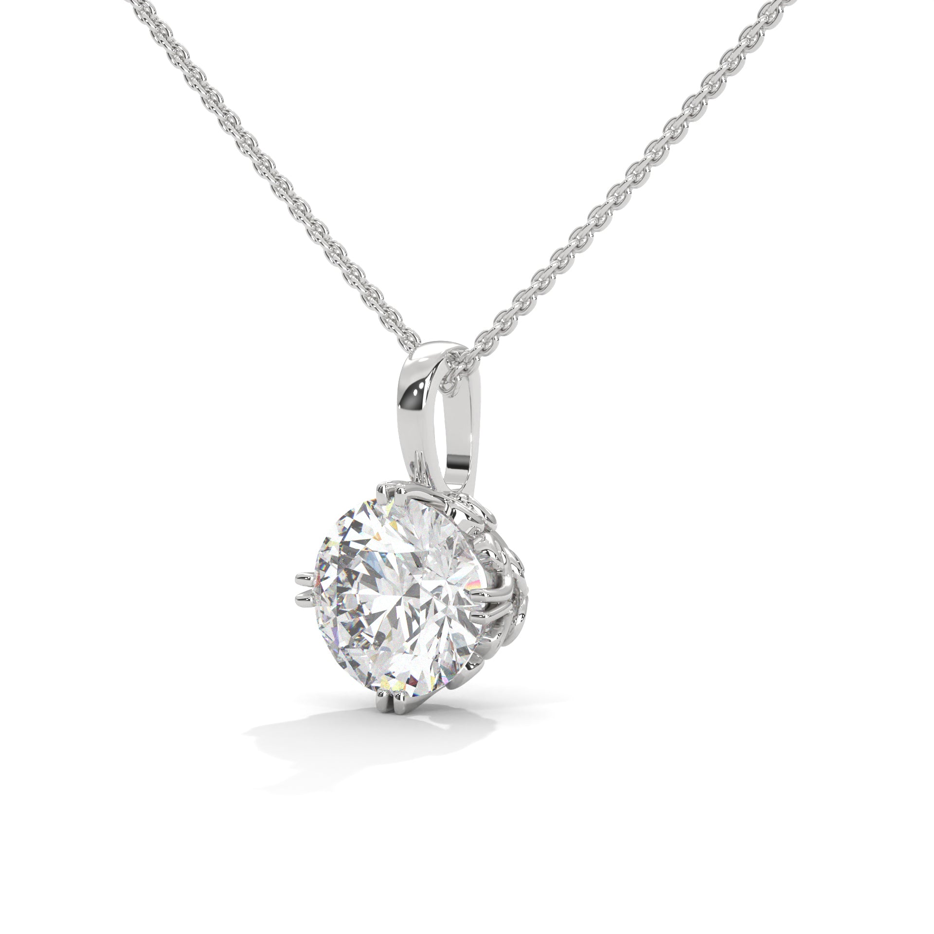 Round-Cut Diamond Pendant Necklace  2.75ct E-VS1 | 14K Gold | 16” & 18” Chain