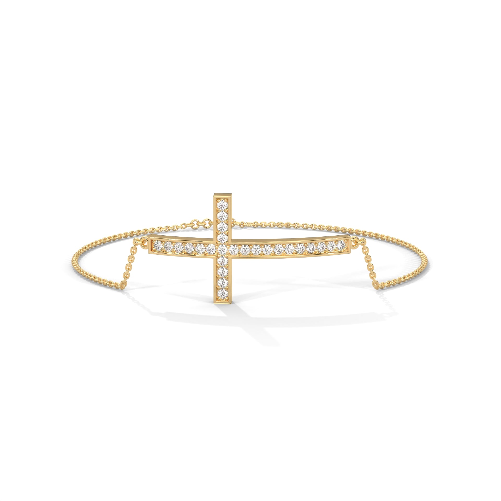 Elegant Round Lab-Grown Diamond Gold Cross Bracelet | 0.36 CTW