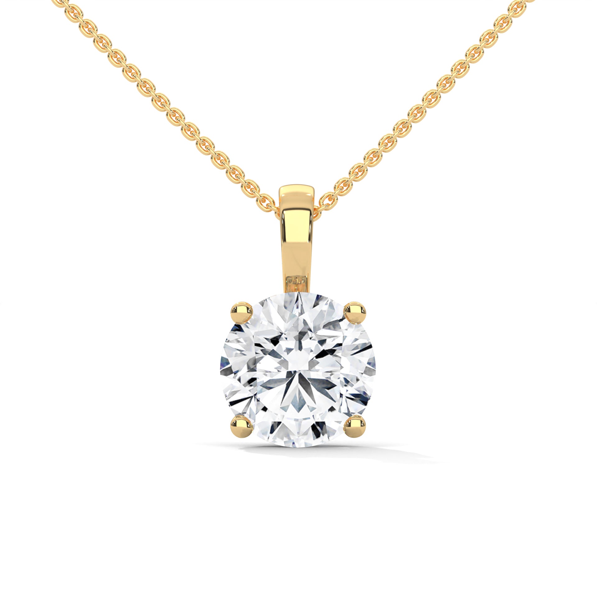 Round-Cut Diamond Pendant Necklace 2.75ct E-VS1 | 14K Gold | 16”&18” Chain