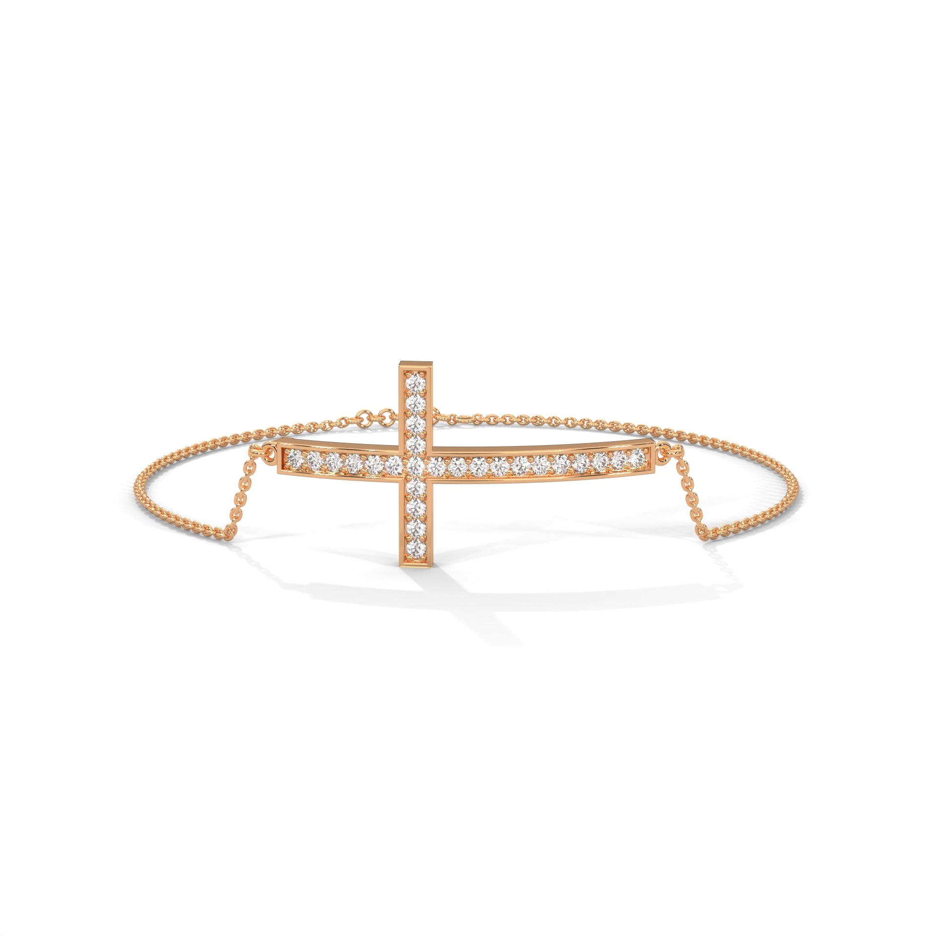 Elegant Round Lab-Grown Diamond Gold Cross Bracelet | 0.36 CTW