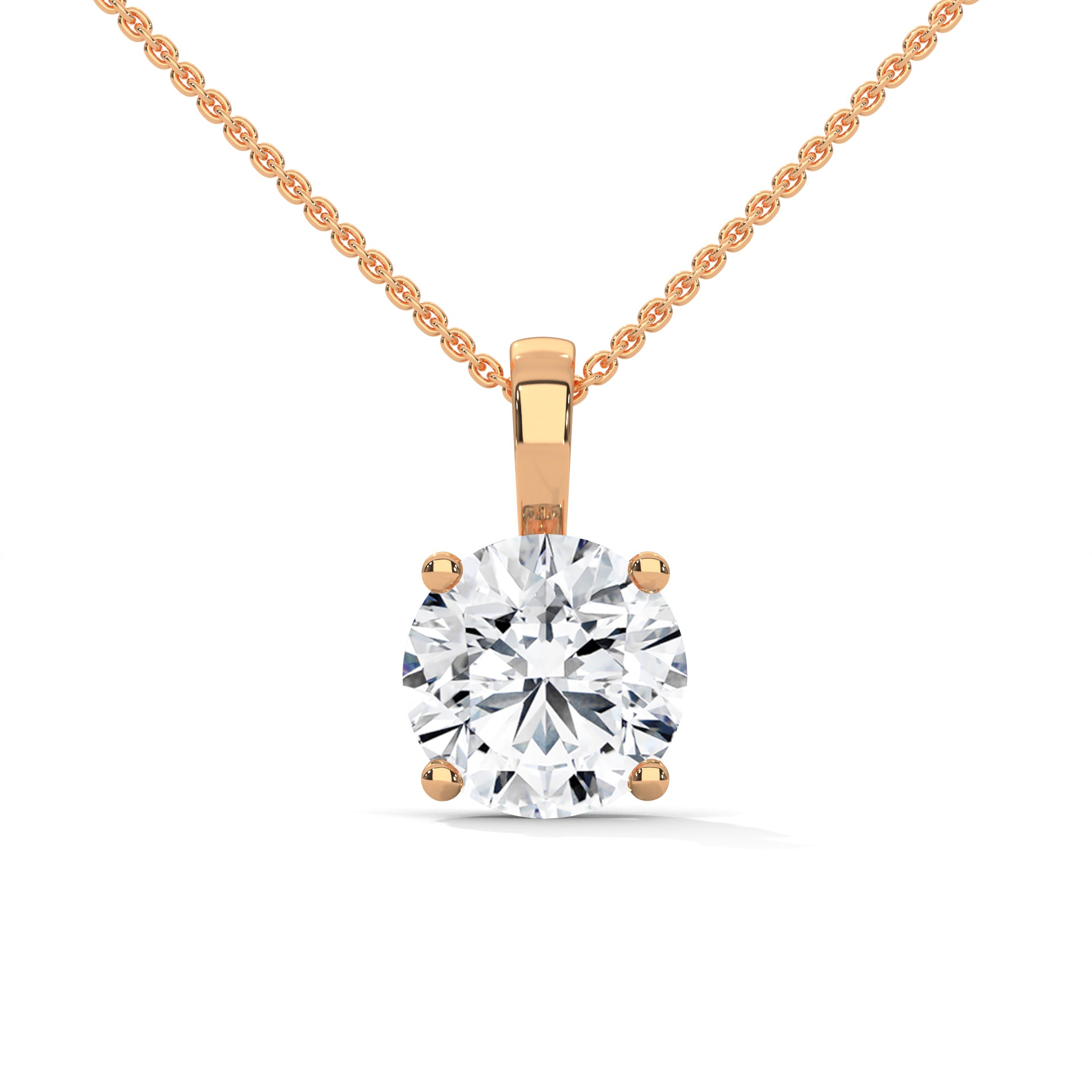 Round-Cut Diamond Pendant Necklace 2.75ct E-VS1 | 14K Gold | 16”&18” Chain