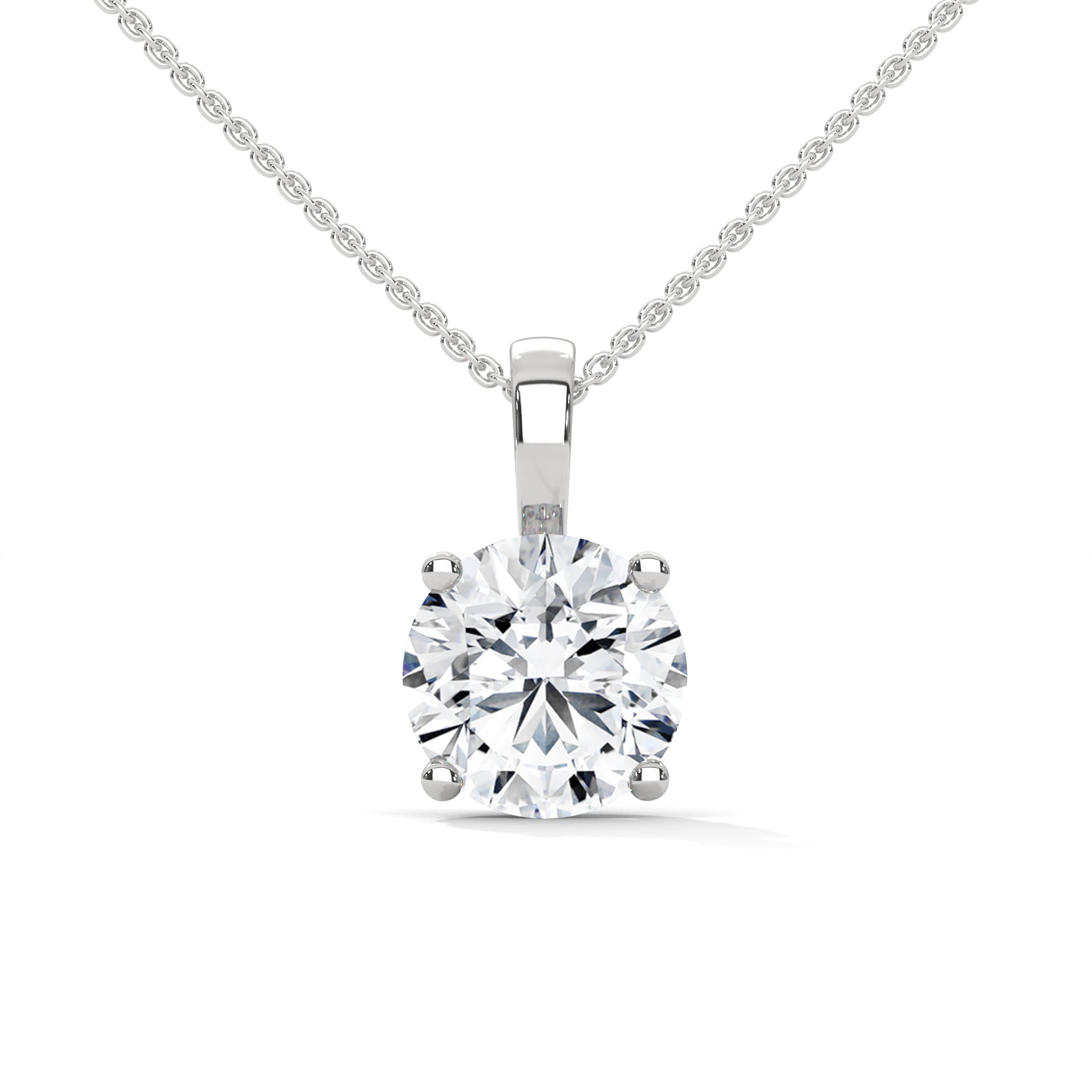 Round-Cut Diamond Pendant Necklace 2.75ct E-VS1 | 14K Gold | 16”&18” Chain