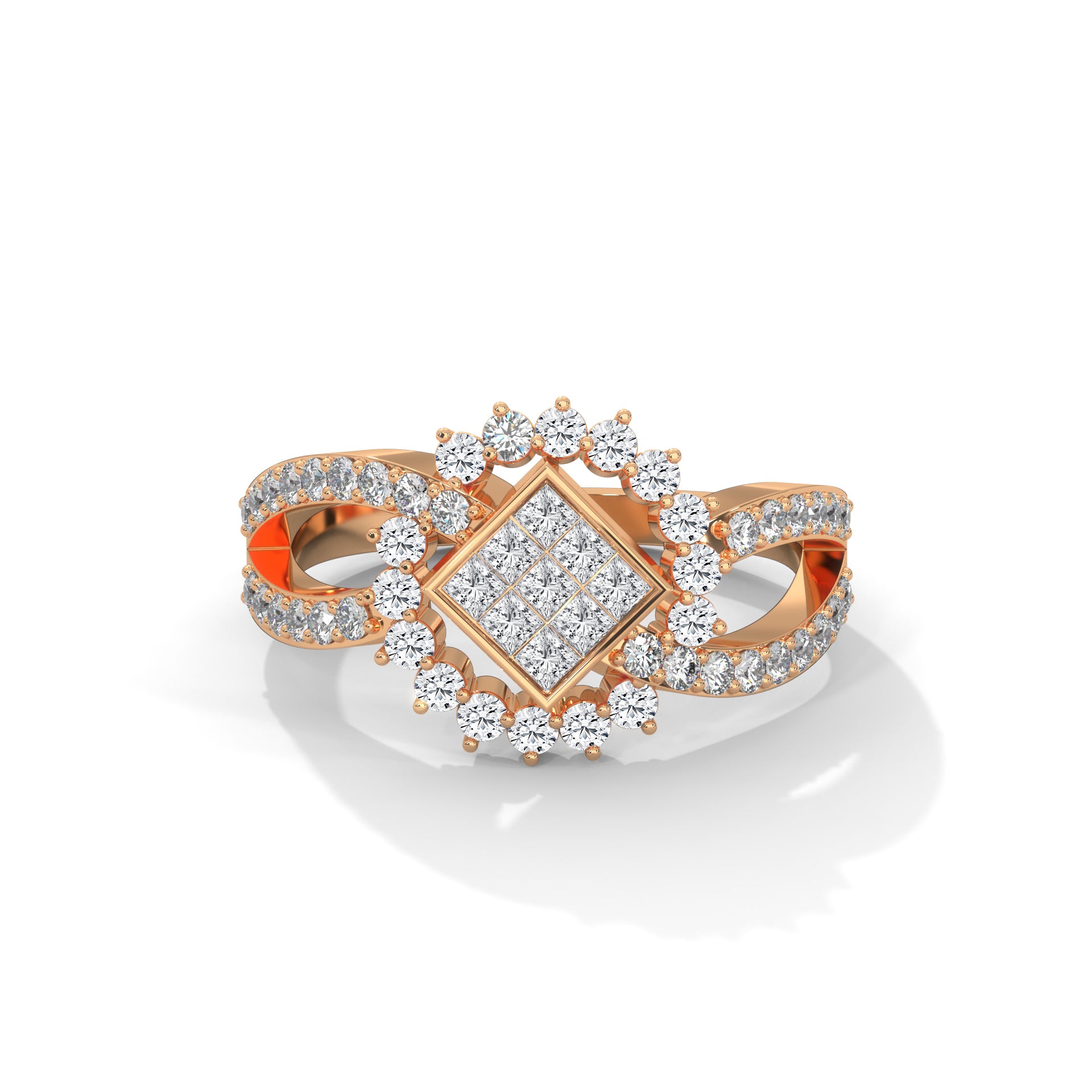 RegalSquare 1.02 CTW Princess & Round Lab-Grown Diamond Ring | 14K & 18K Gold