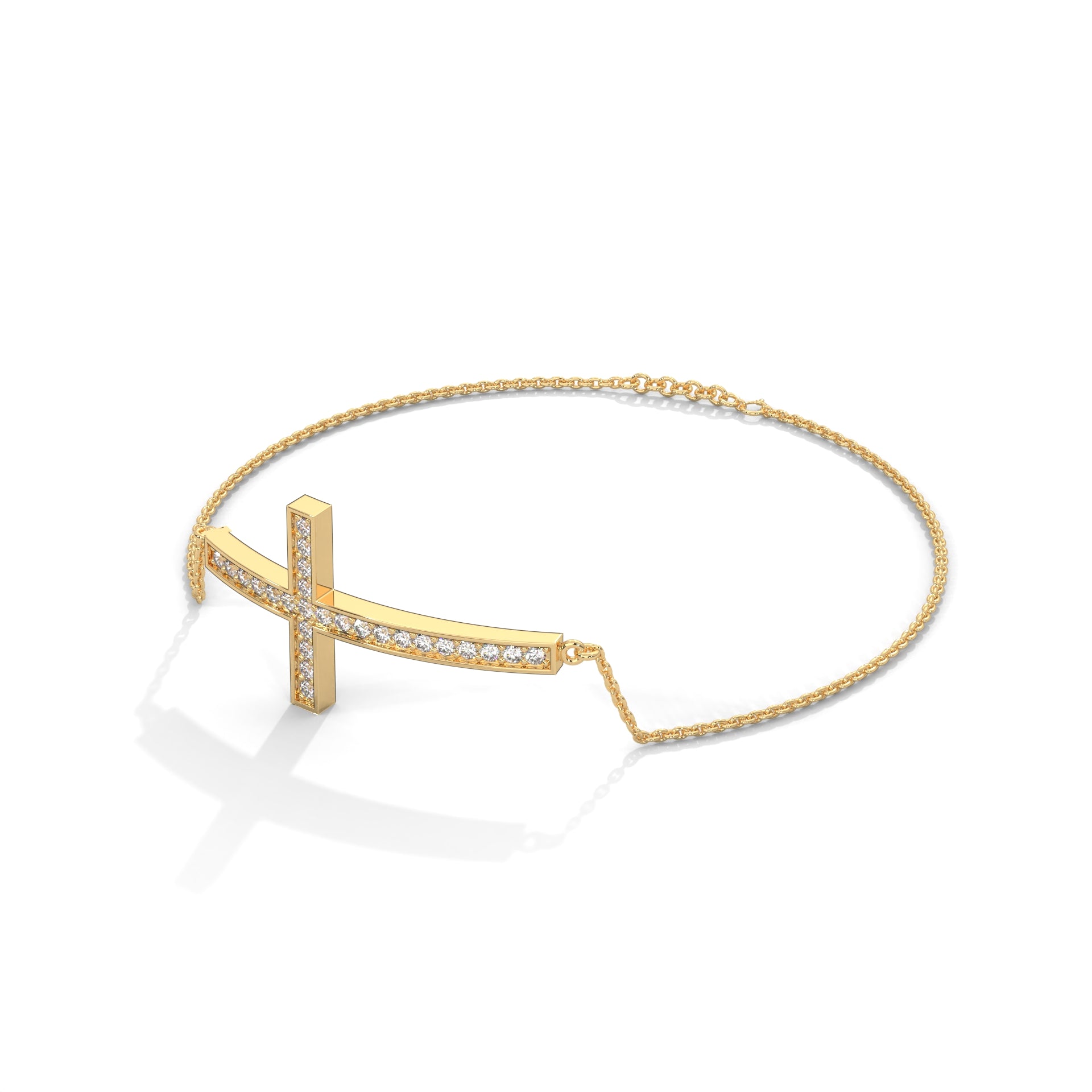 Elegant Round Lab-Grown Diamond Gold Cross Bracelet | 0.36 CTW