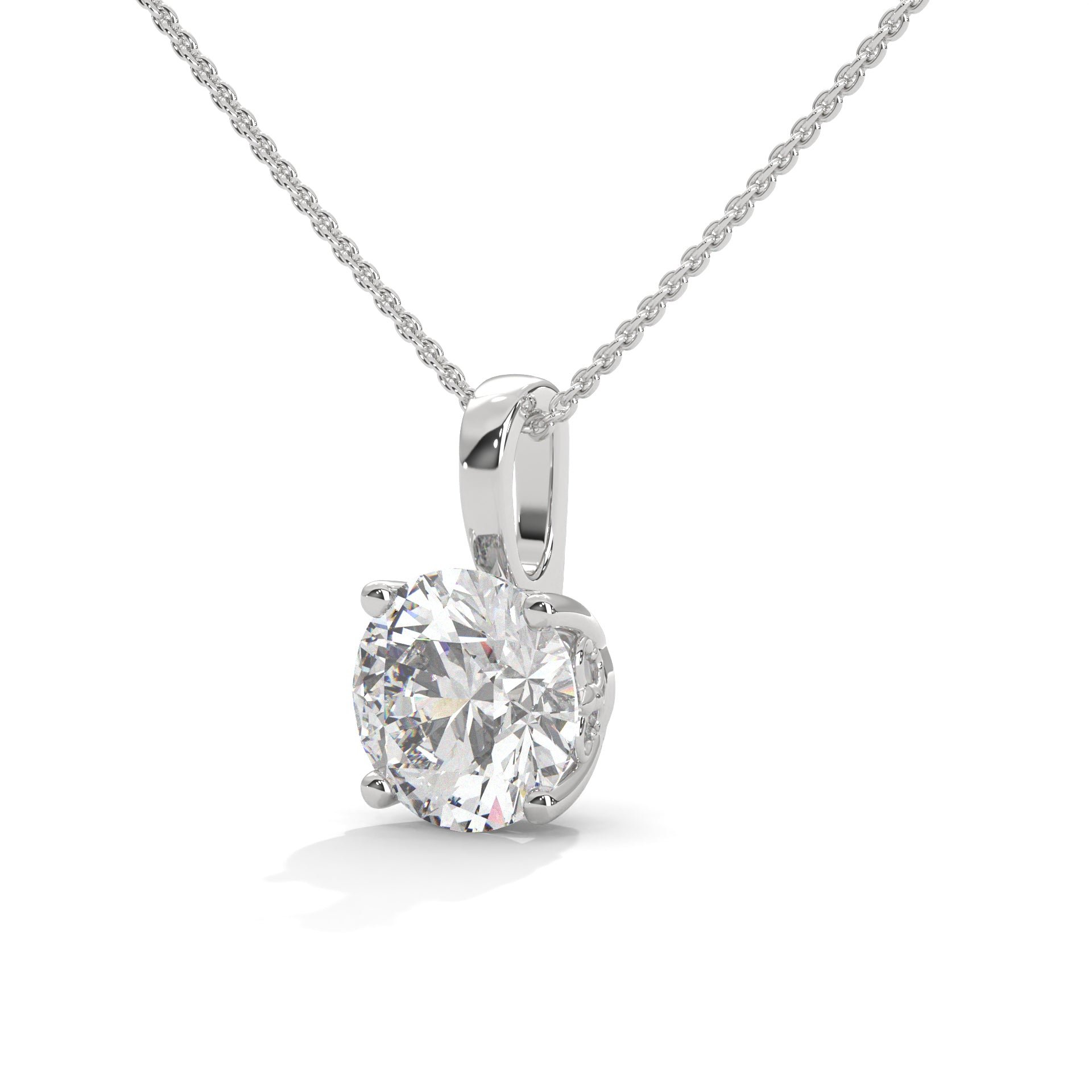 Round-Cut Diamond Pendant Necklace 2.75ct E-VS1 | 14K Gold | 16”&18” Chain
