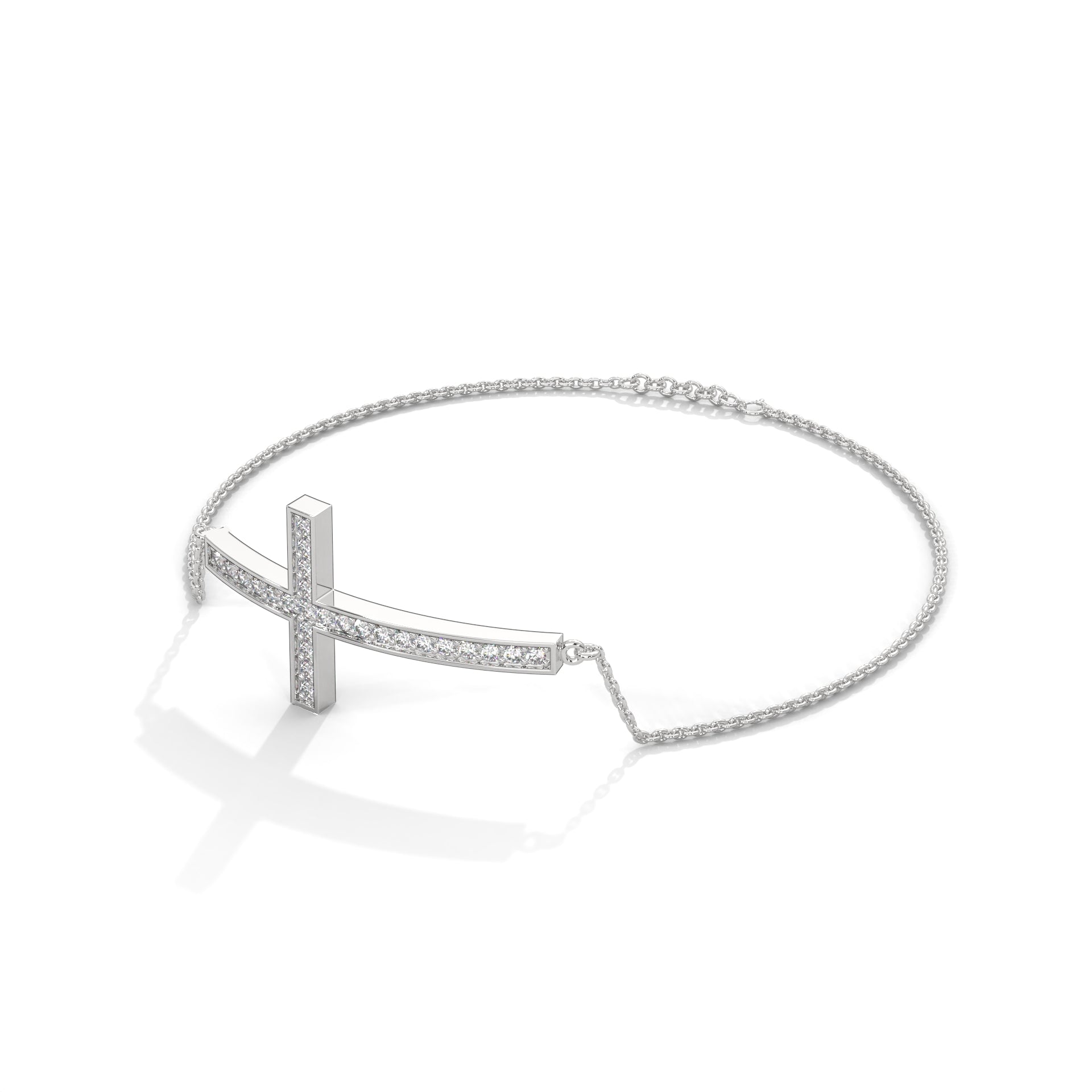 Elegant Round Lab-Grown Diamond Gold Cross Bracelet | 0.36 CTW