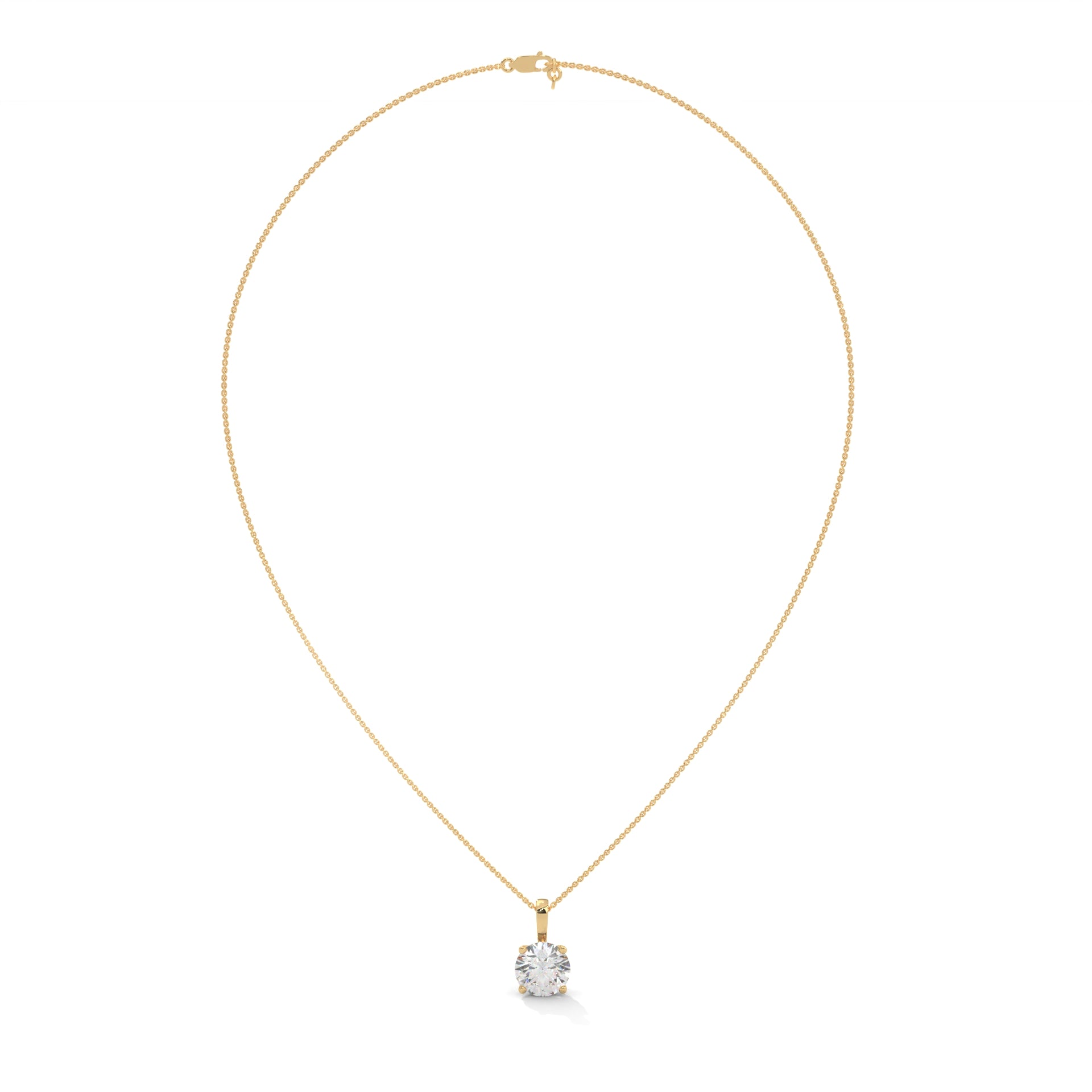 Round-Cut Diamond Pendant Necklace 2.75ct E-VS1 | 14K Gold | 16”&18” Chain