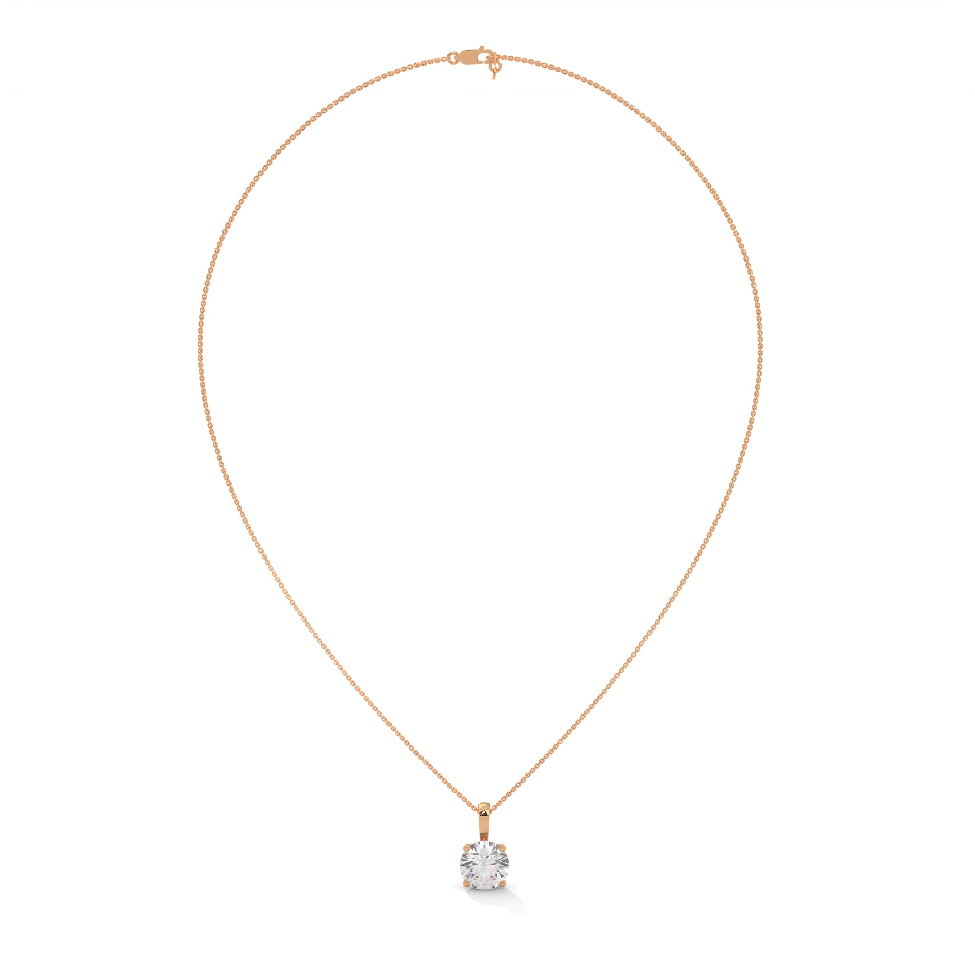 Round-Cut Diamond Pendant Necklace 2.75ct E-VS1 | 14K Gold | 16”&18” Chain