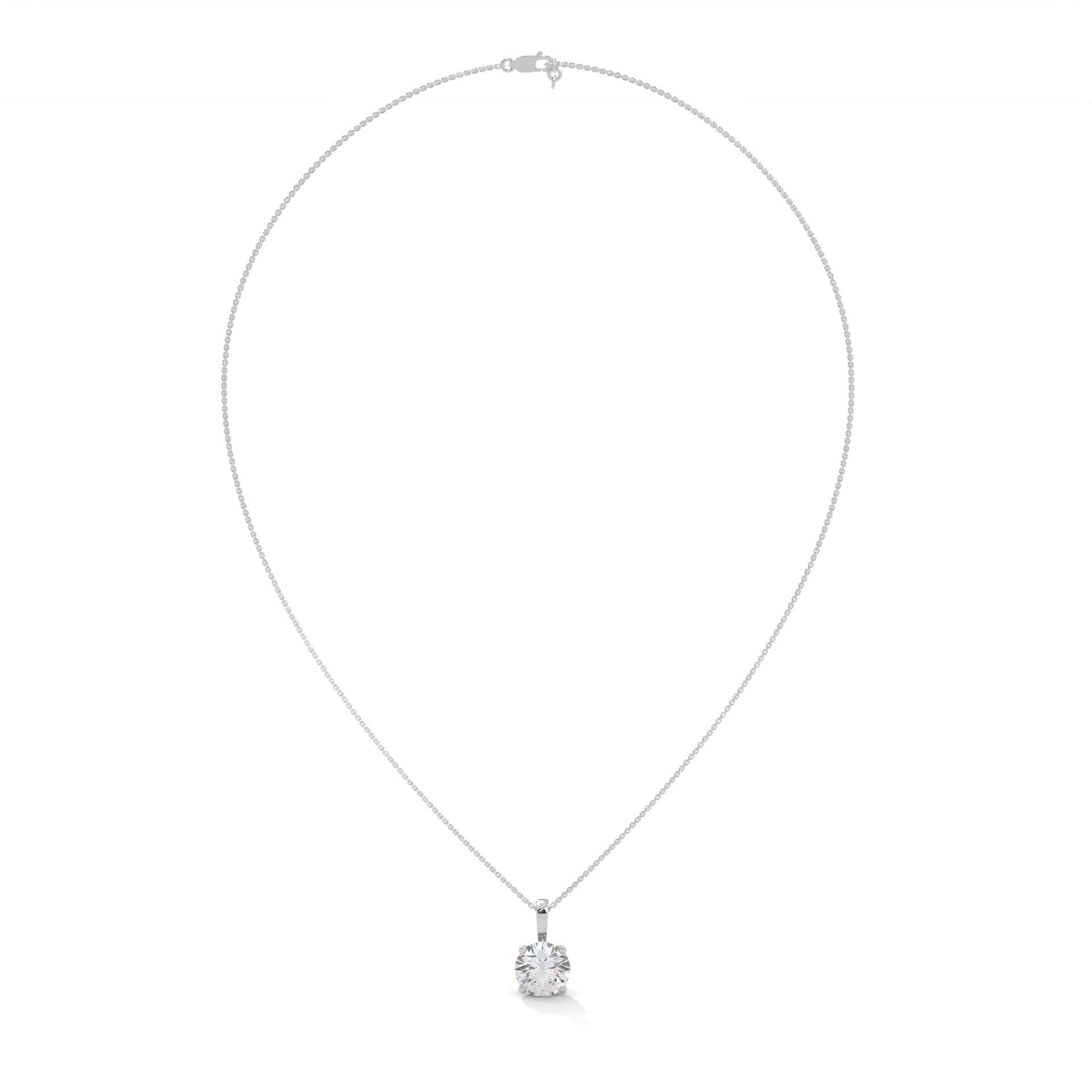 Round-Cut Diamond Pendant Necklace 2.75ct E-VS1 | 14K Gold | 16”&18” Chain