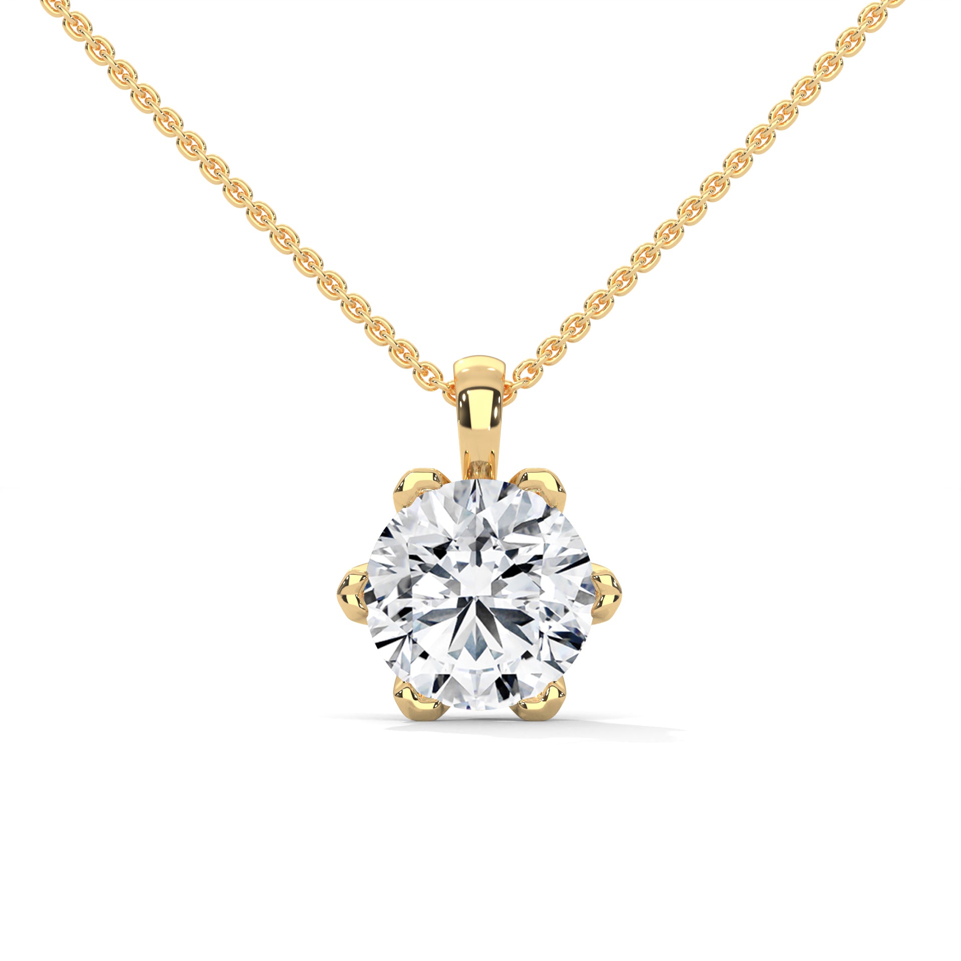 Round-Cut Diamond Pendant Necklace 2.43ct E-VS1 | 14K Gold |16”&18” Chain