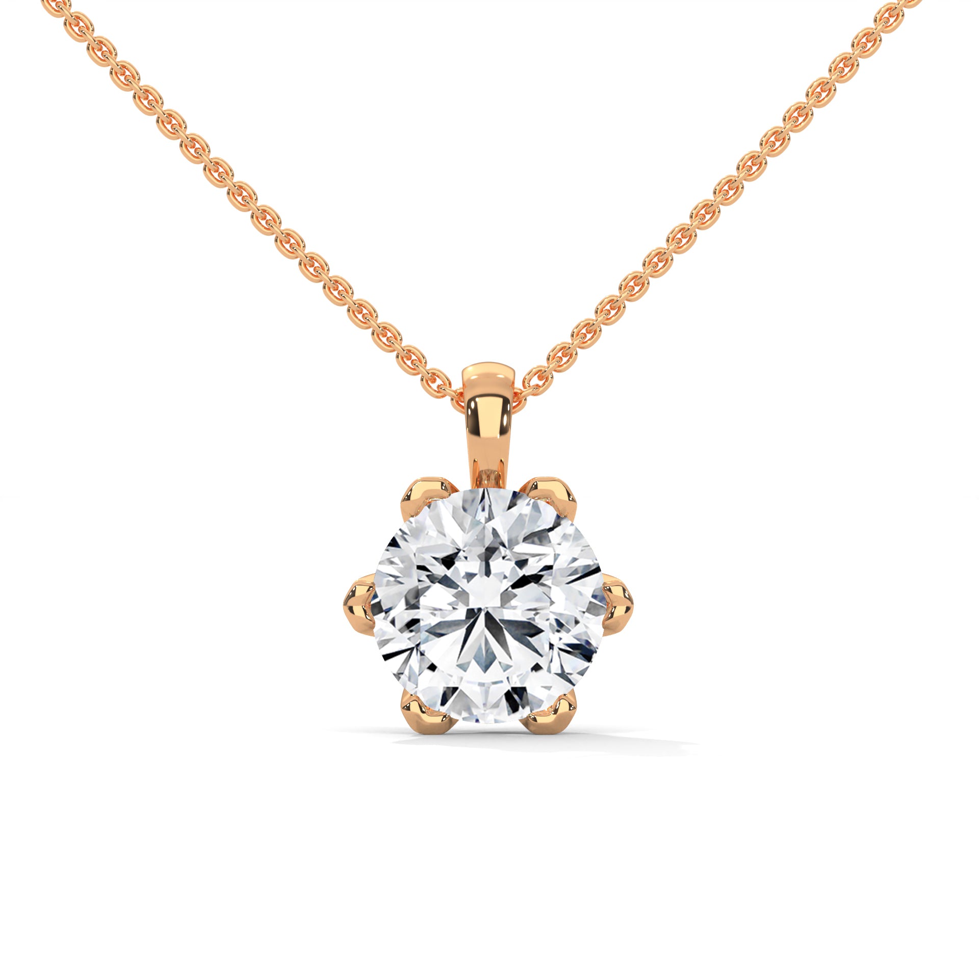 Round-Cut Diamond Pendant Necklace 2.43ct E-VS1 | 14K Gold |16”&18” Chain