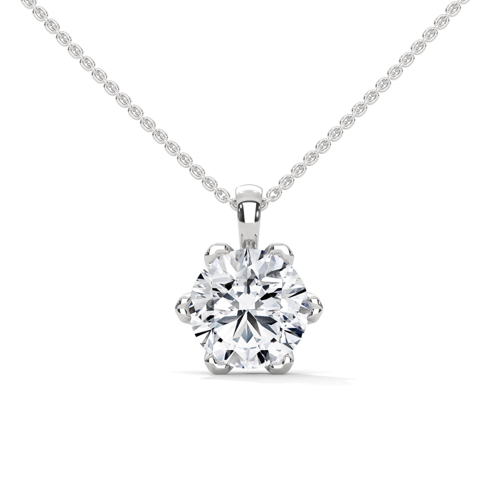 Round-Cut Diamond Pendant Necklace 2.43ct E-VS1 | 14K Gold |16”&18” Chain