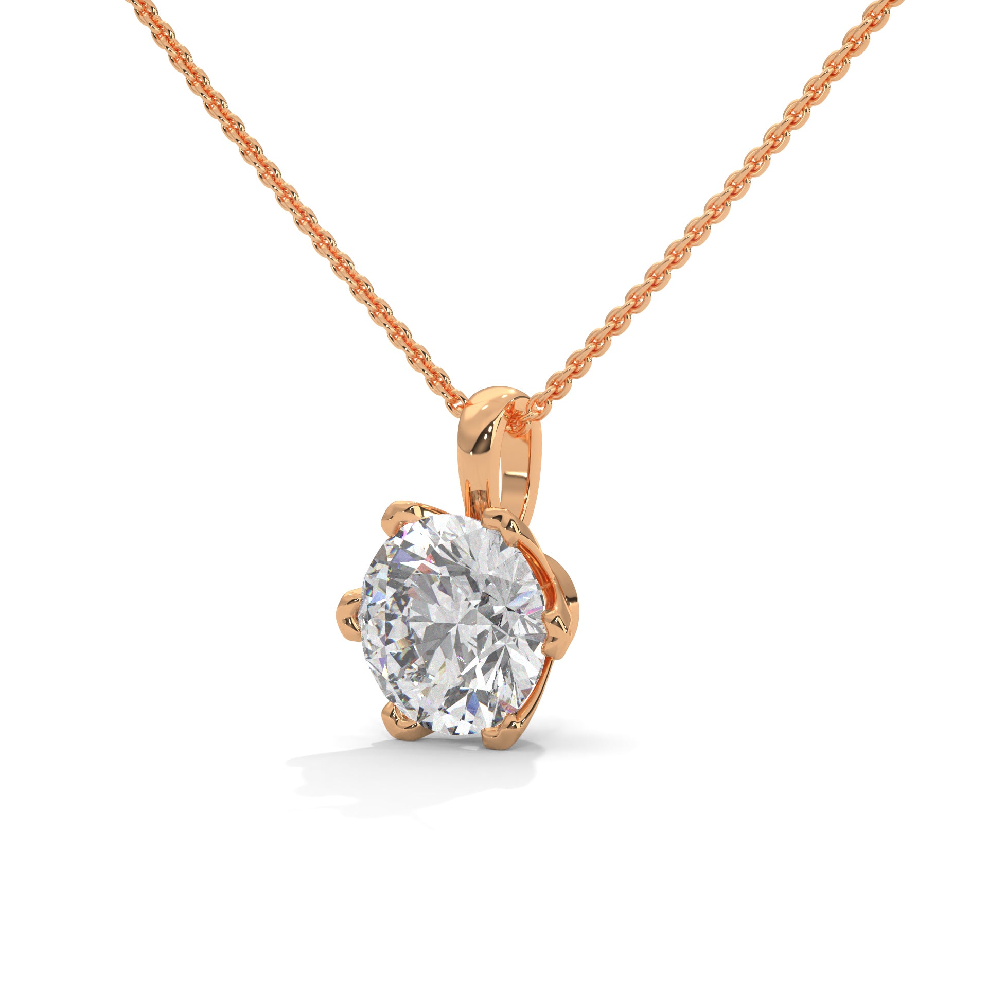 Round-Cut Diamond Pendant Necklace 2.43ct E-VS1 | 14K Gold |16”&18” Chain