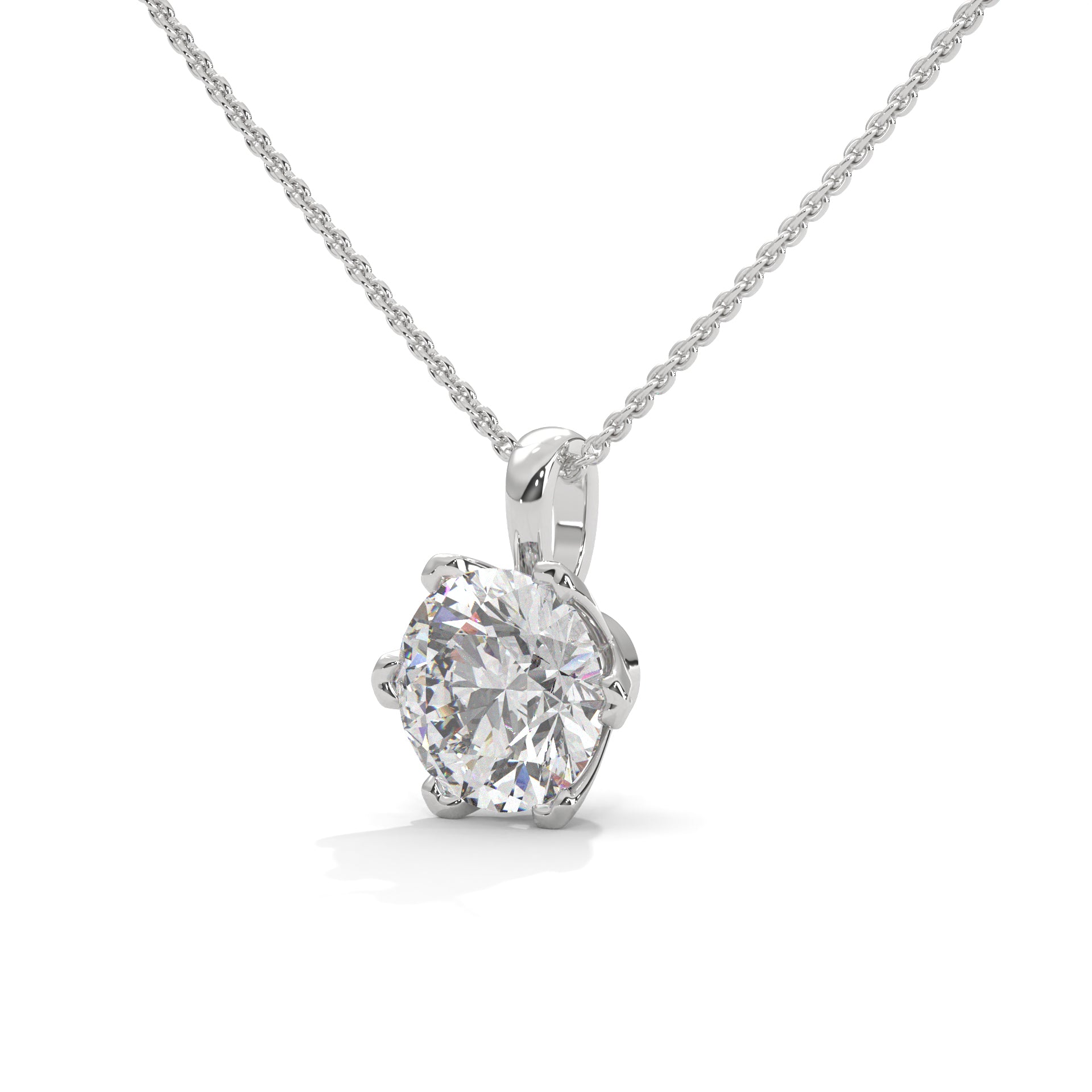 Round-Cut Diamond Pendant Necklace 2.43ct E-VS1 | 14K Gold |16”&18” Chain